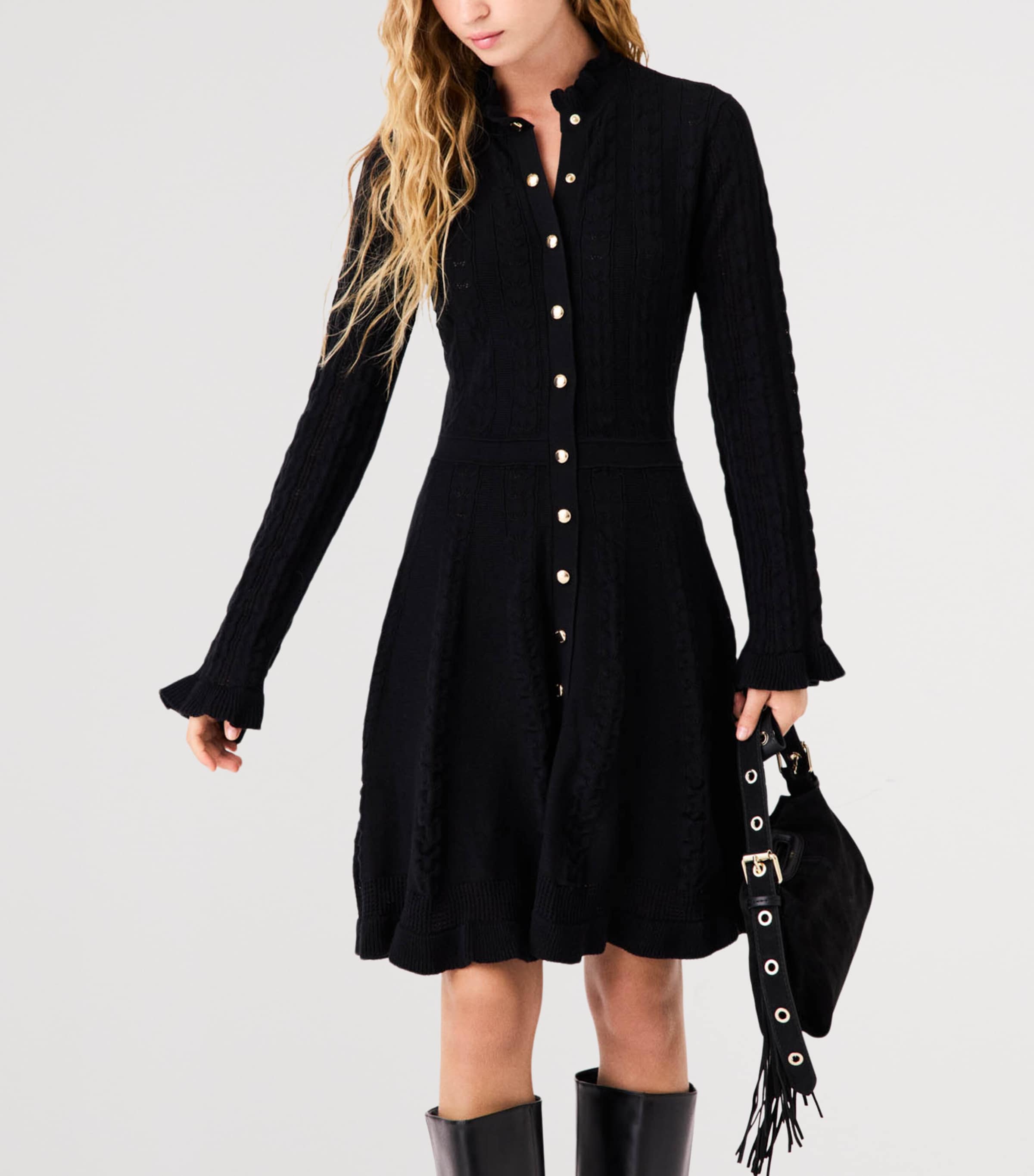 Maje Womens Knitted Mini Dress Black Image 6