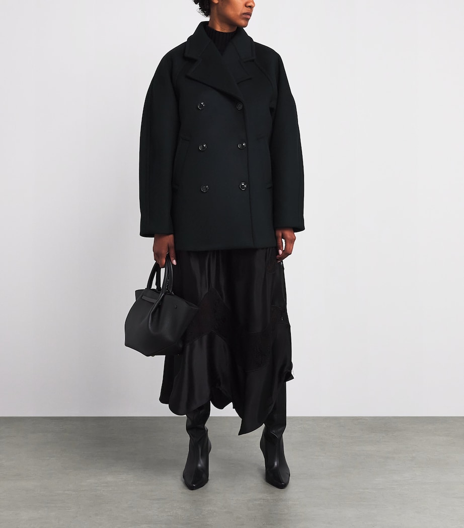 Wool Celo Pea Coat 0999 BLACK Image 2