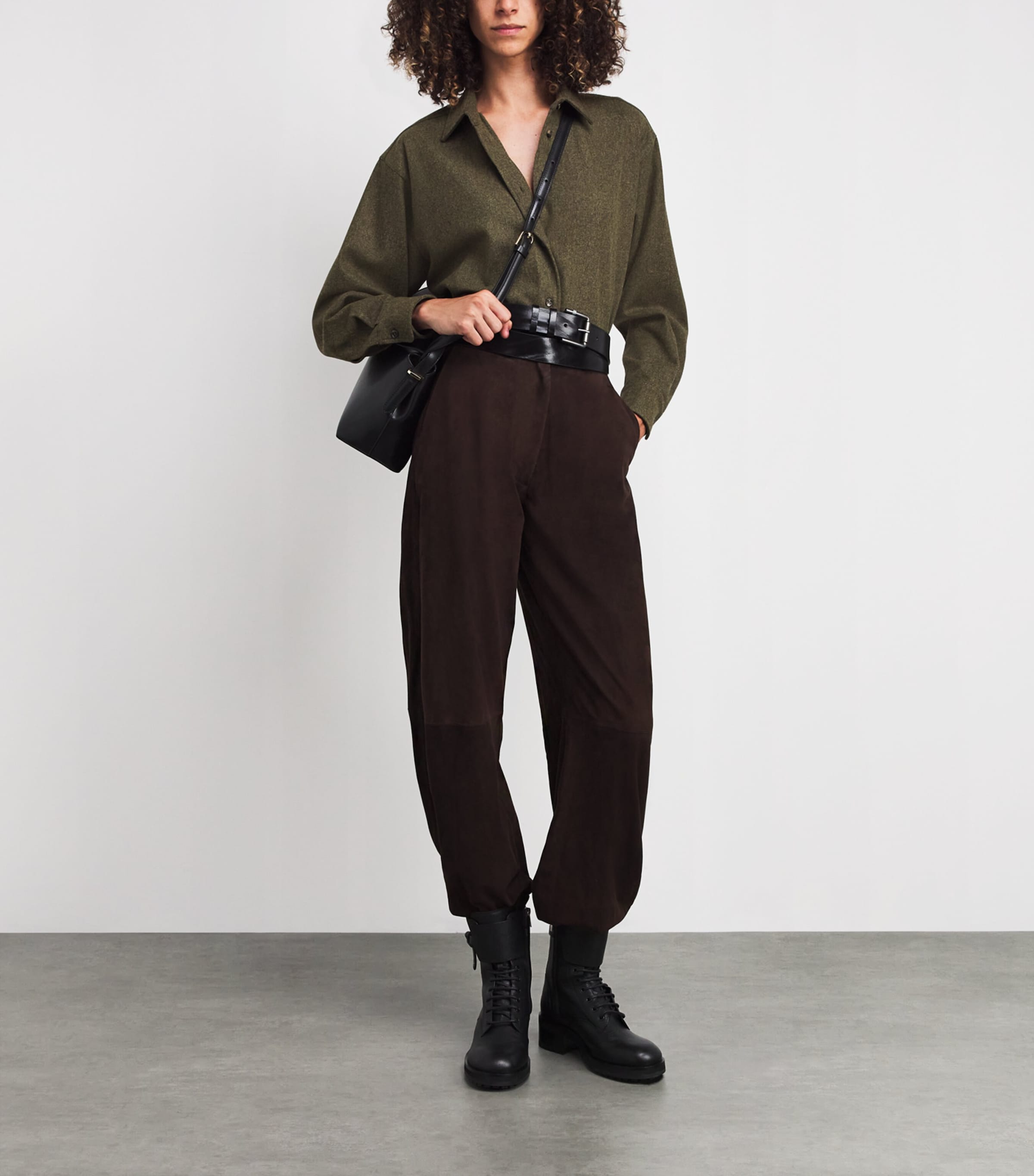 Wool Collared Cardigan MOSS GREEN Image 2