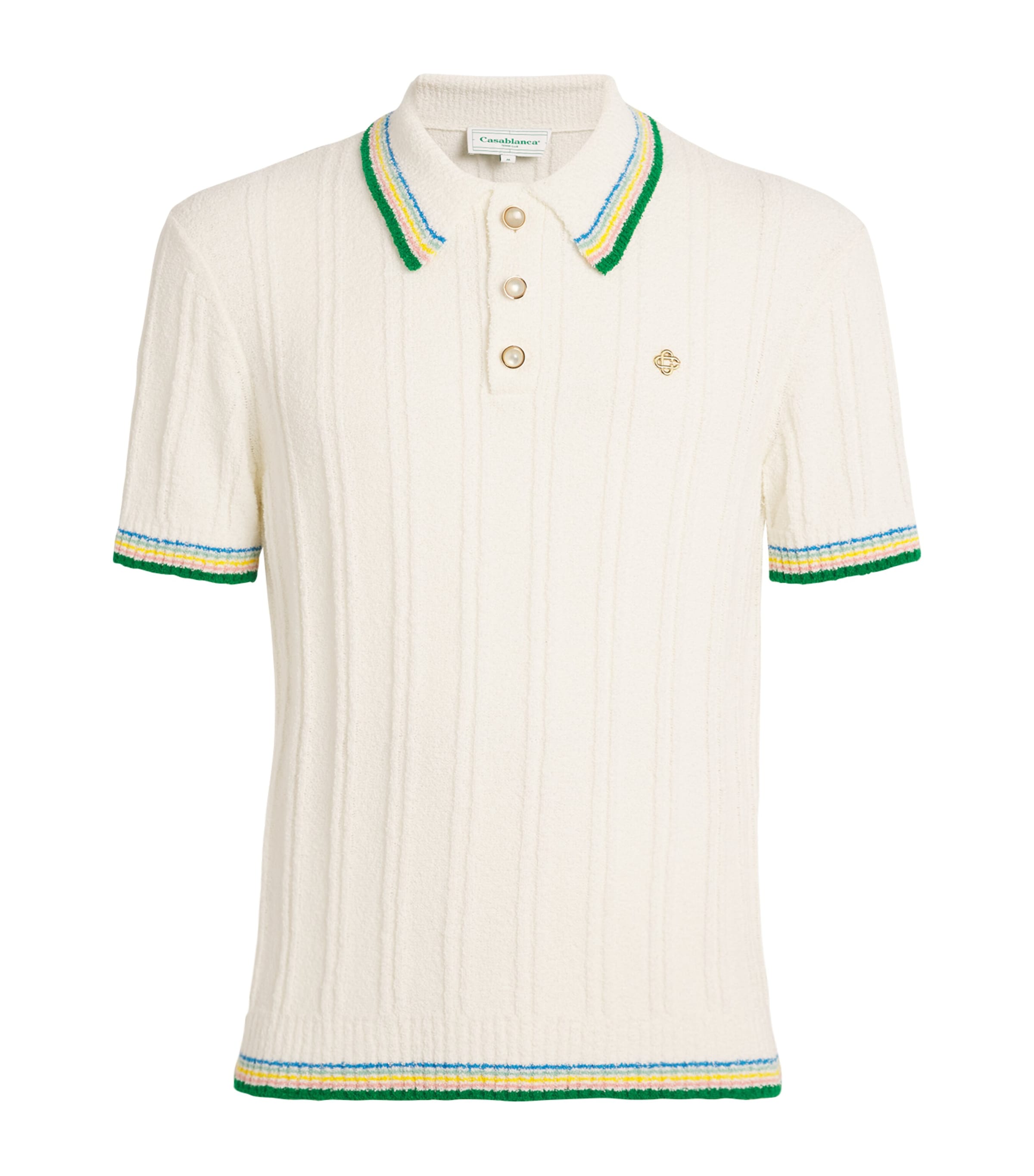 Casablanca Bouclé Polo Shirt In White