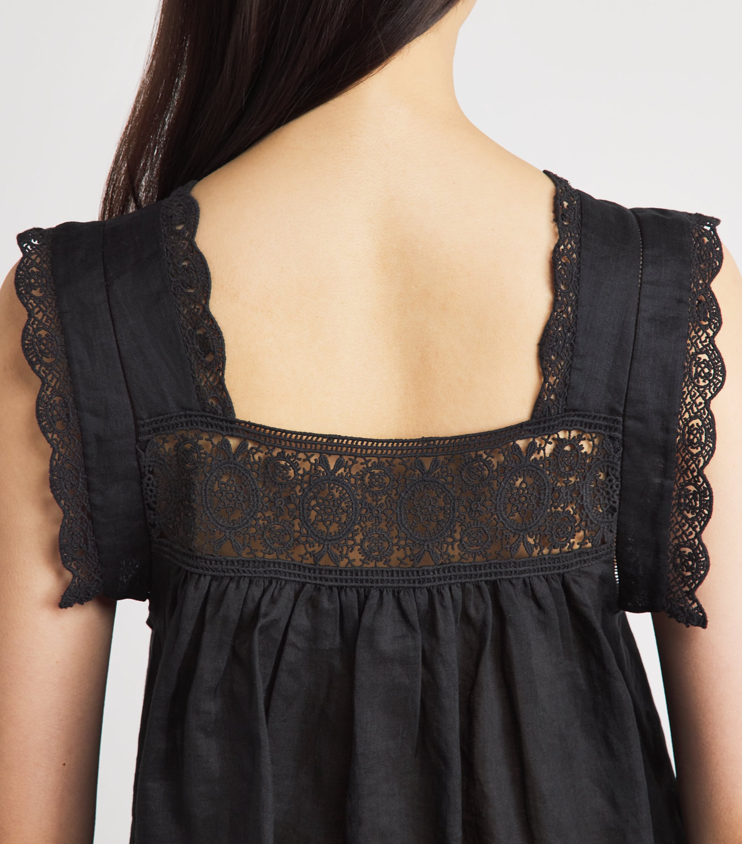Citizens of Humanity Womens Ramie Mia Embroidered Blouse Black Image 3