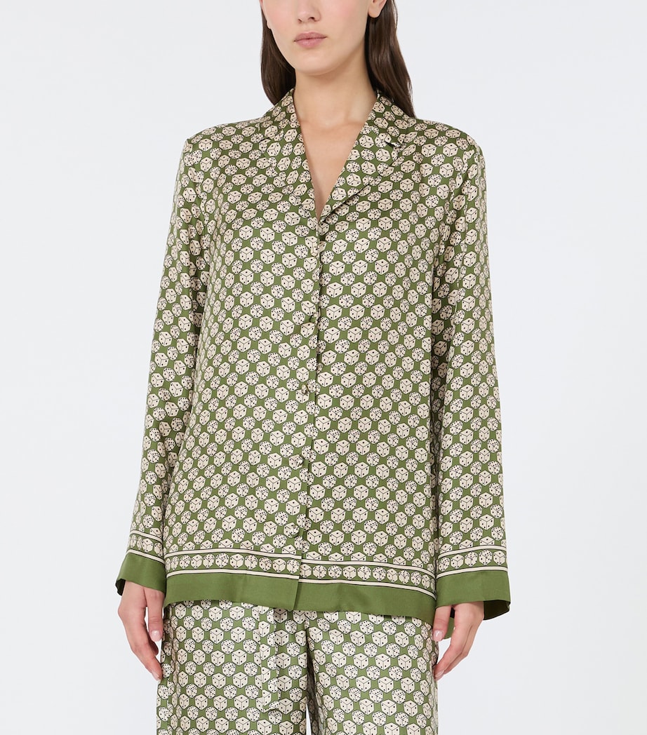 Max Mara Womens Silk Dice Shirt Kaki Image 3