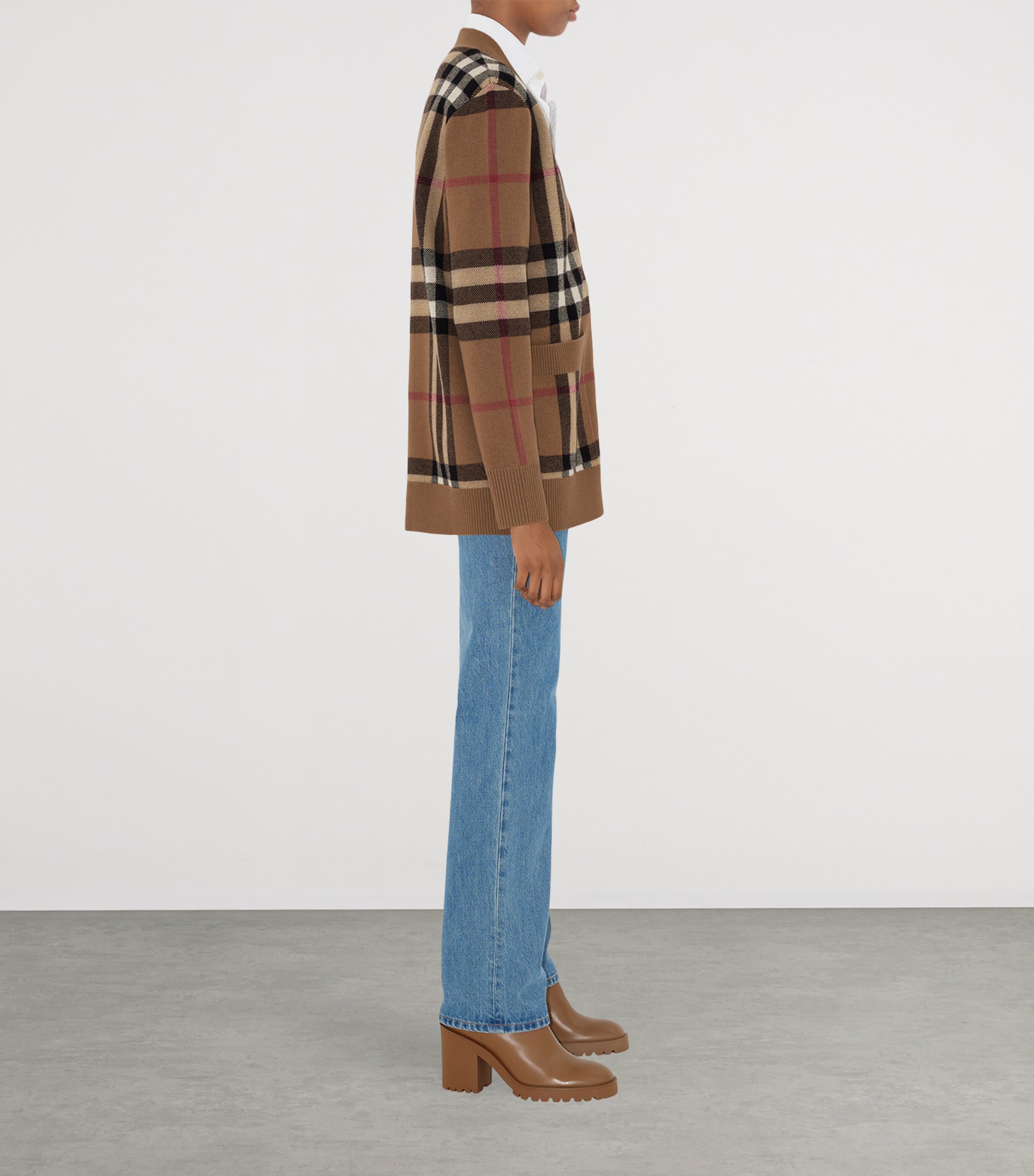 Wool-Cashmere Check Cardigan BIRCH BROWN Image 3