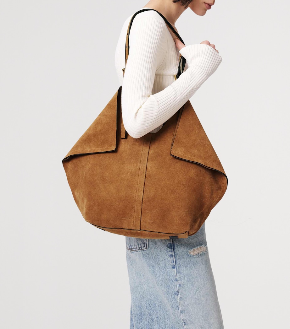 AllSaints Suede Ara East-West Tote Bag Arizona Tan Brown Image 2