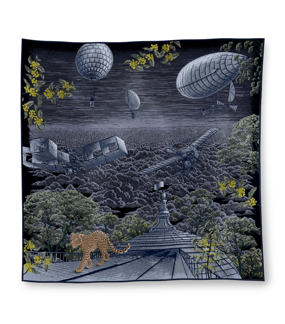 Cartier Silk Santos Aéronaute Double-Sided Scarf Grey Image 1