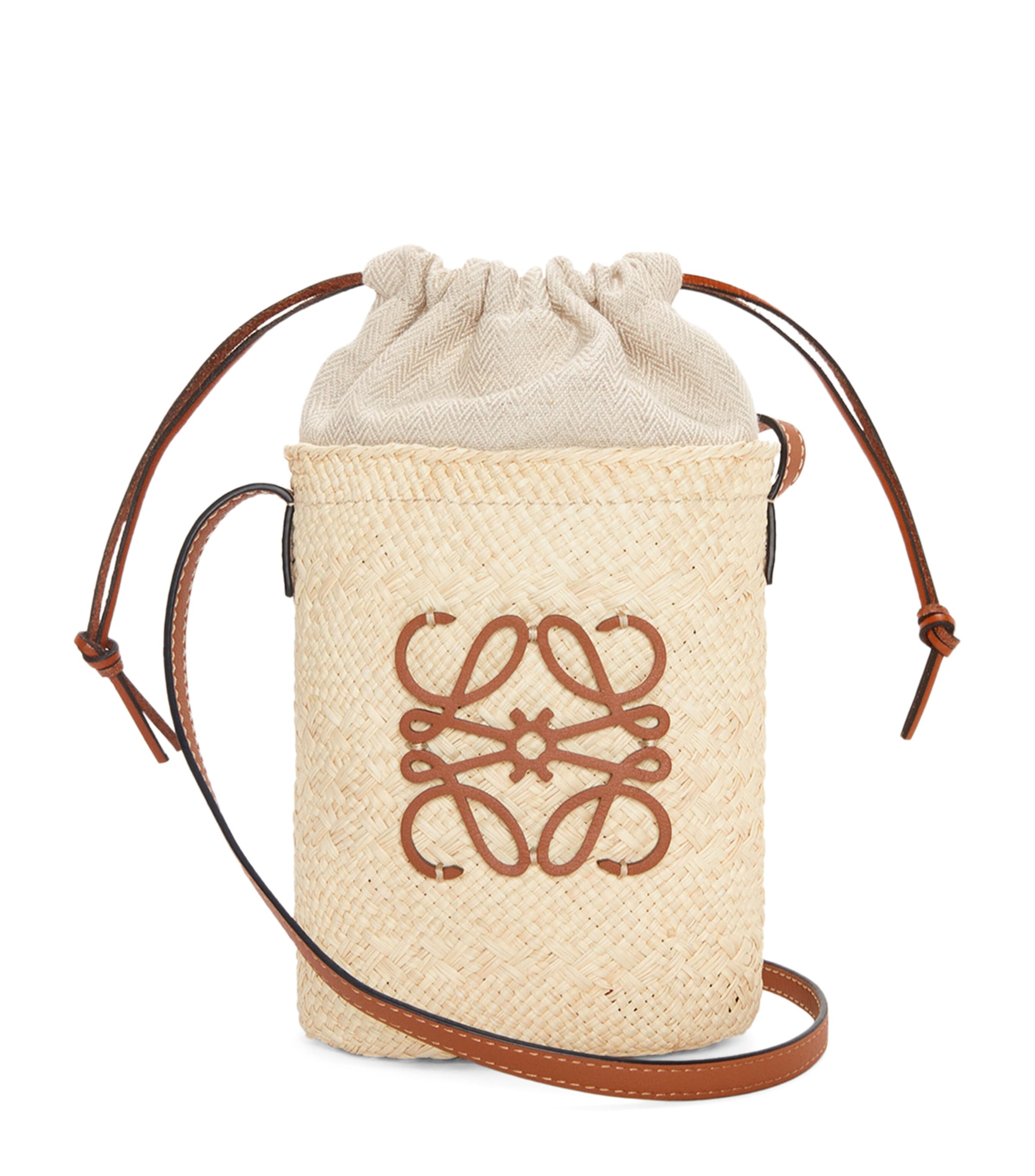 Shop Loewe X Paula's Ibiza Straw Bucket Bag In Beige