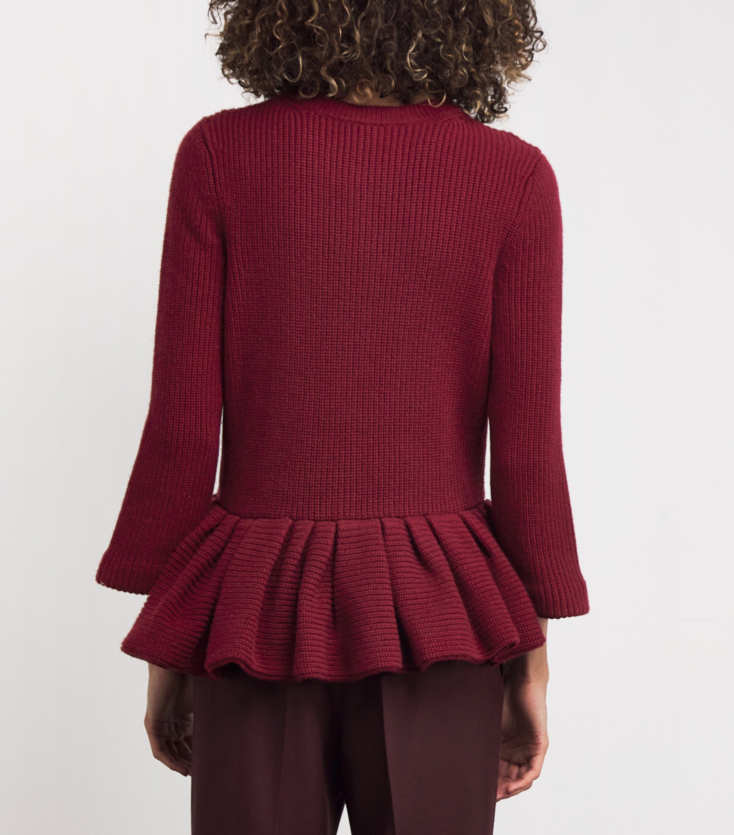 Liberowe Womens Cashmere Peplum Cardigan Burgundy Image 4