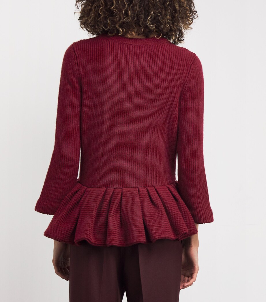 Liberowe Womens Cashmere Peplum Cardigan Burgundy Image 4