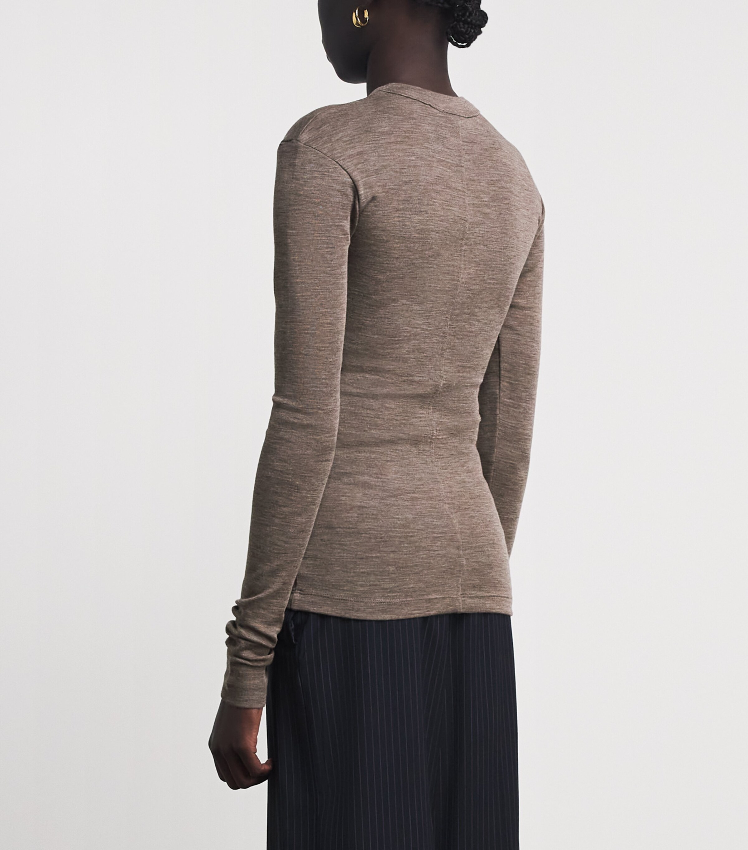 BITE Studios Womens Merino Wool Long-Sleeve T-Shirt Quartz Melange Image 5