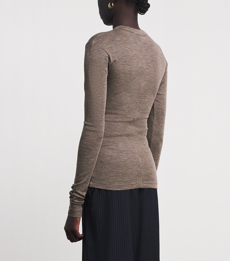 BITE Studios Womens Merino Wool Long-Sleeve T-Shirt Quartz Melange Image 5