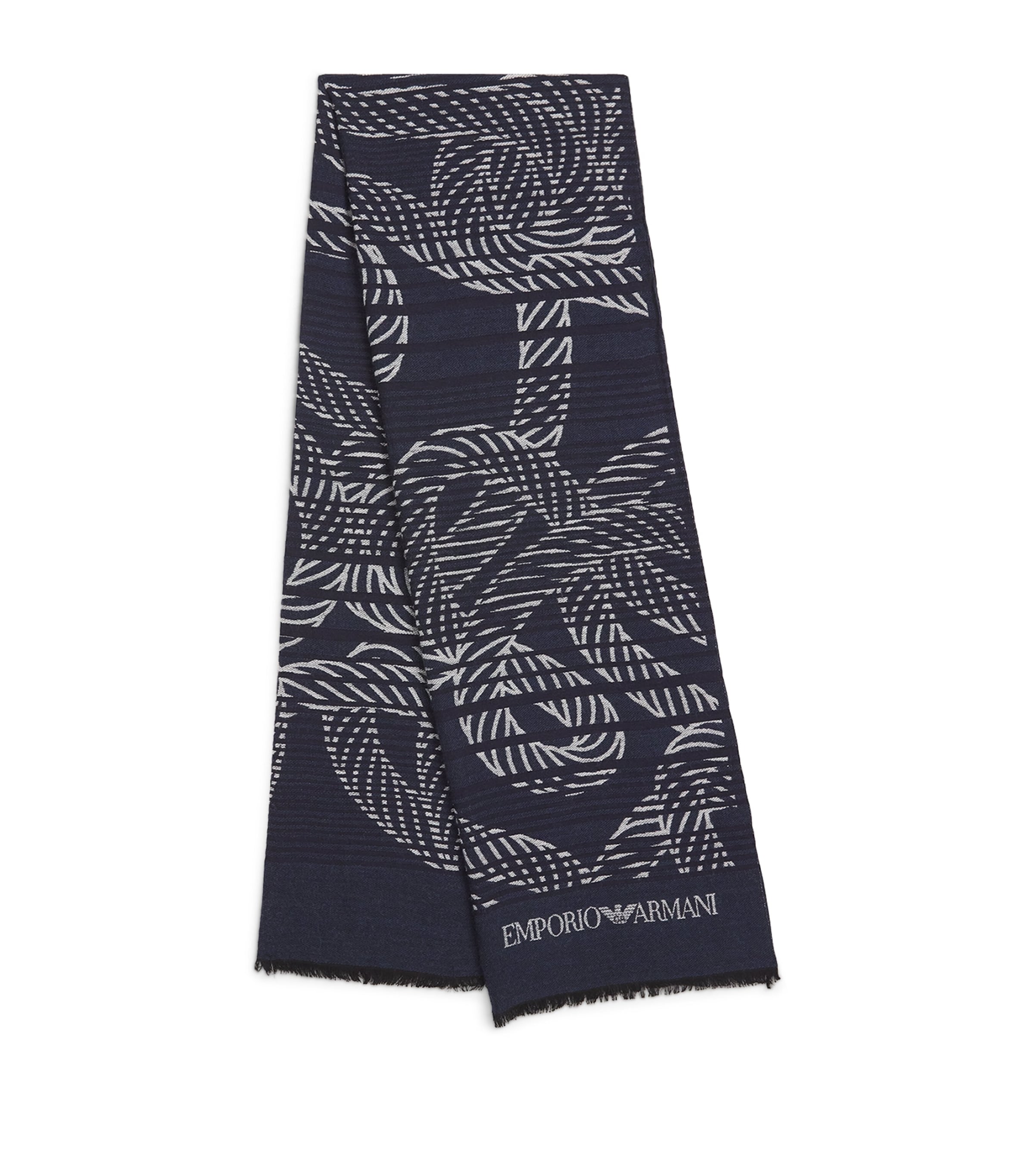 Emporio Armani Jacquard Scarf In Blue