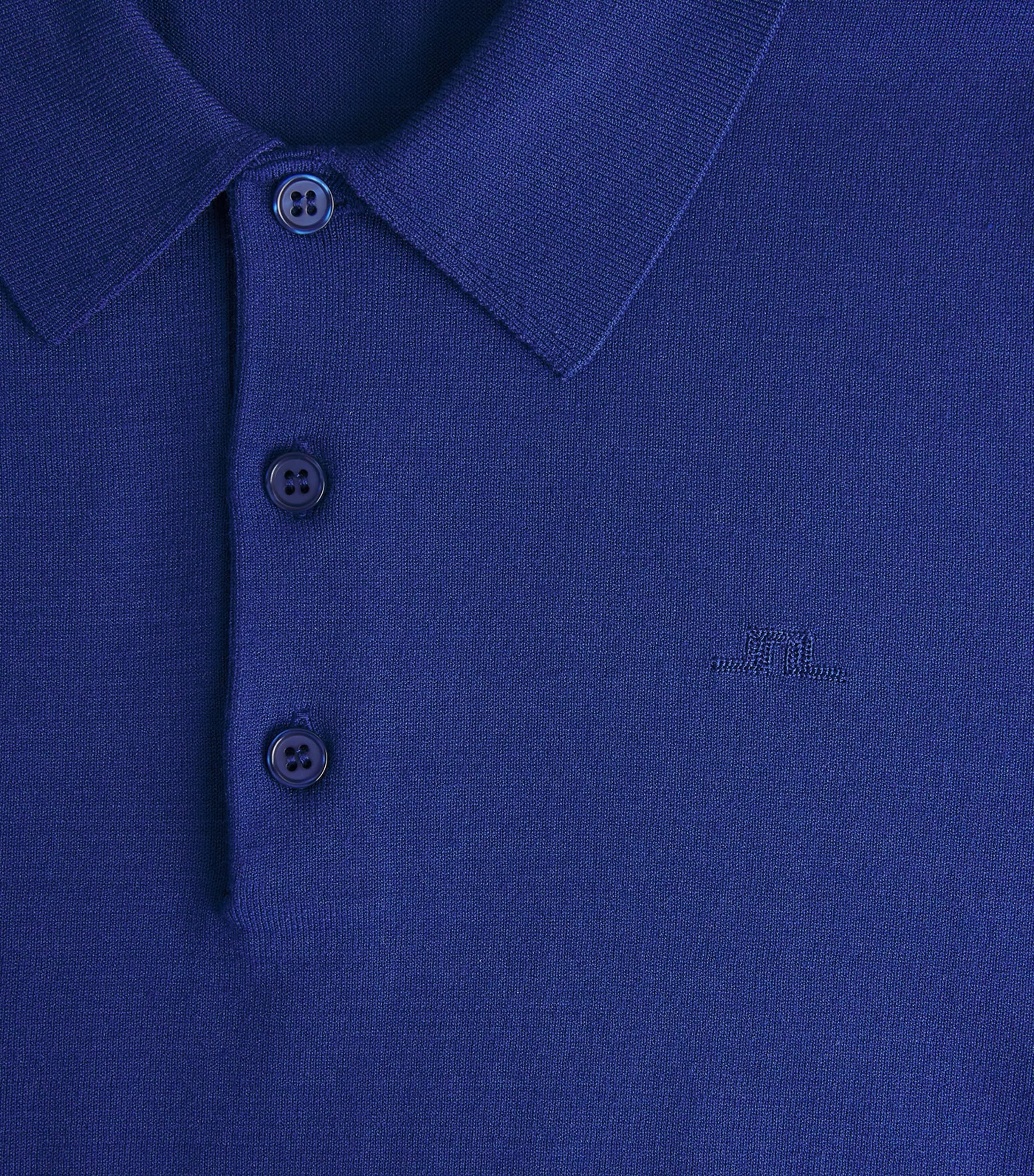 J Lindeberg Mens Knitted Ridge Polo Shirt Estate Blue Image 6