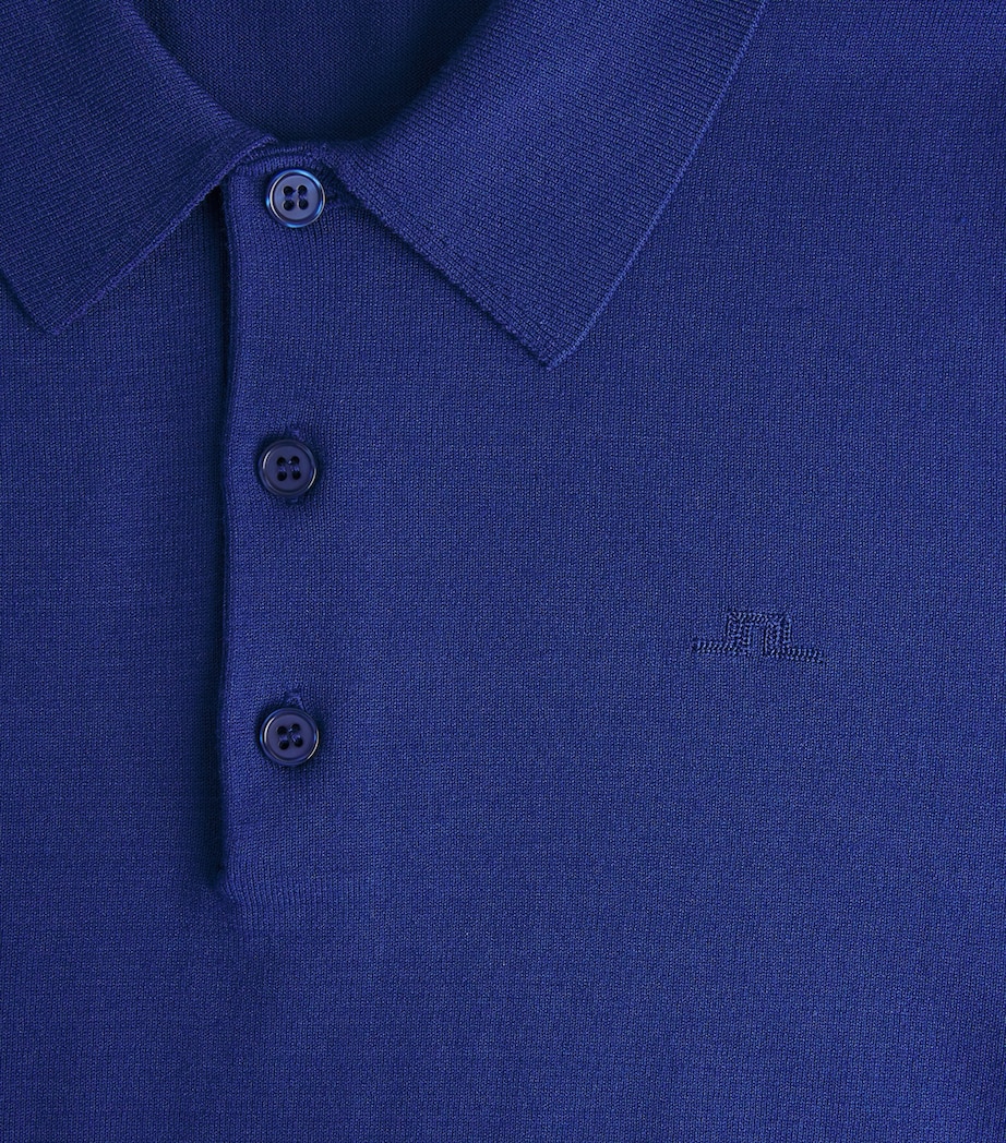 J Lindeberg Mens Knitted Ridge Polo Shirt Estate Blue Image 6