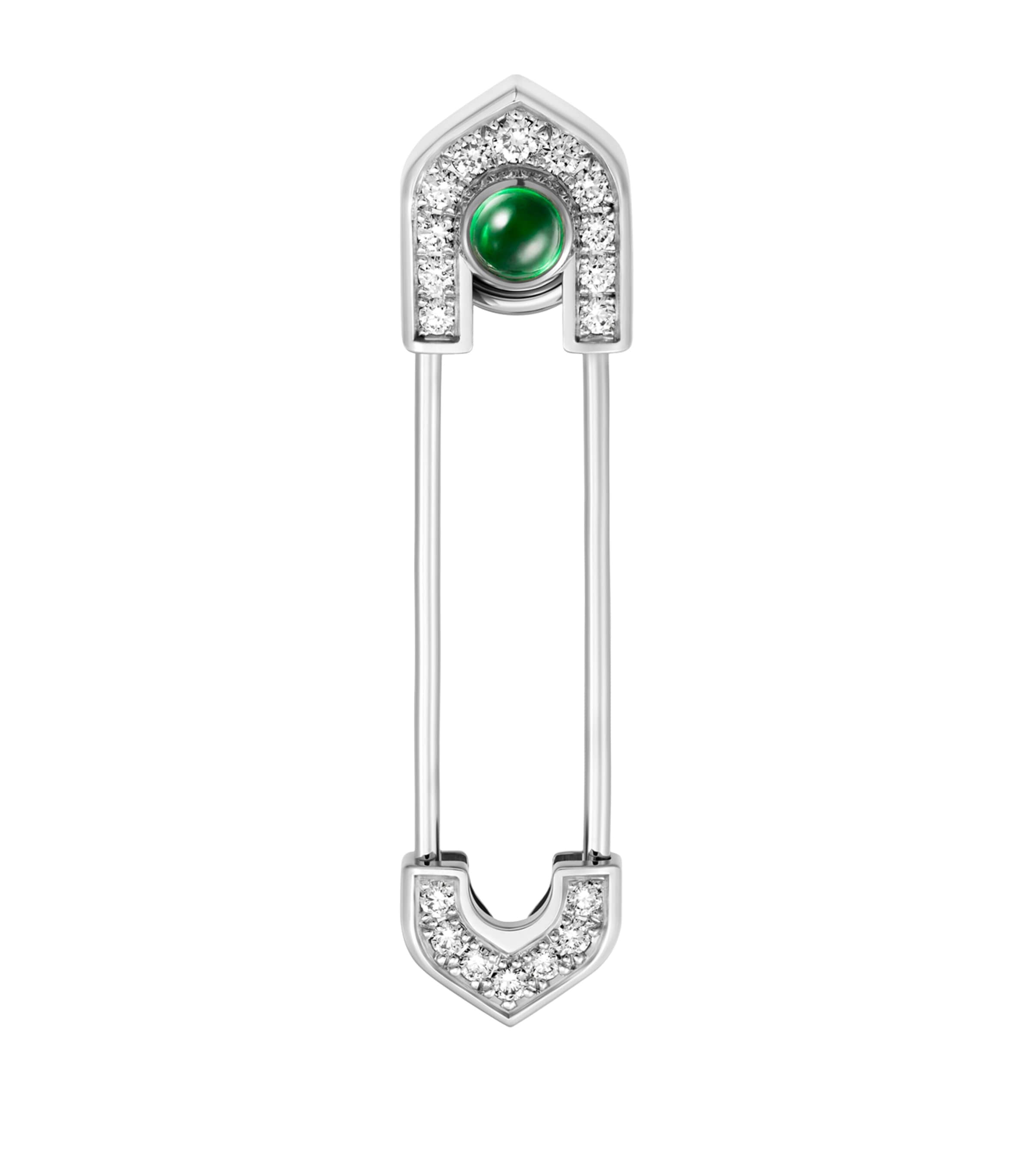 White Gold, Diamond and Emerald C de Cartier Tie Pin WHITE GOLD Image 1
