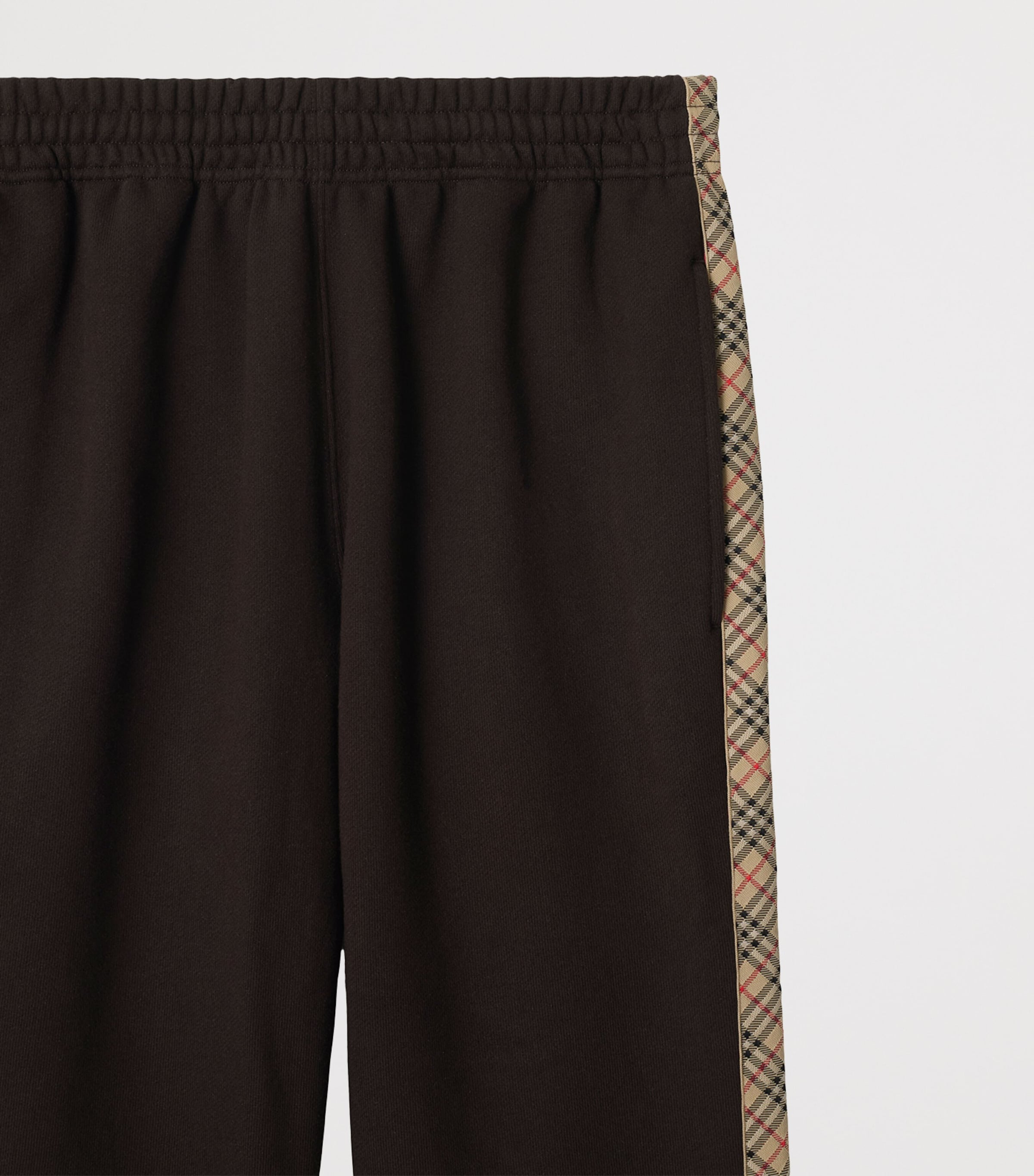 Cotton Check-Stripe Slim Sweatpants CLOVE BROWN Image 4