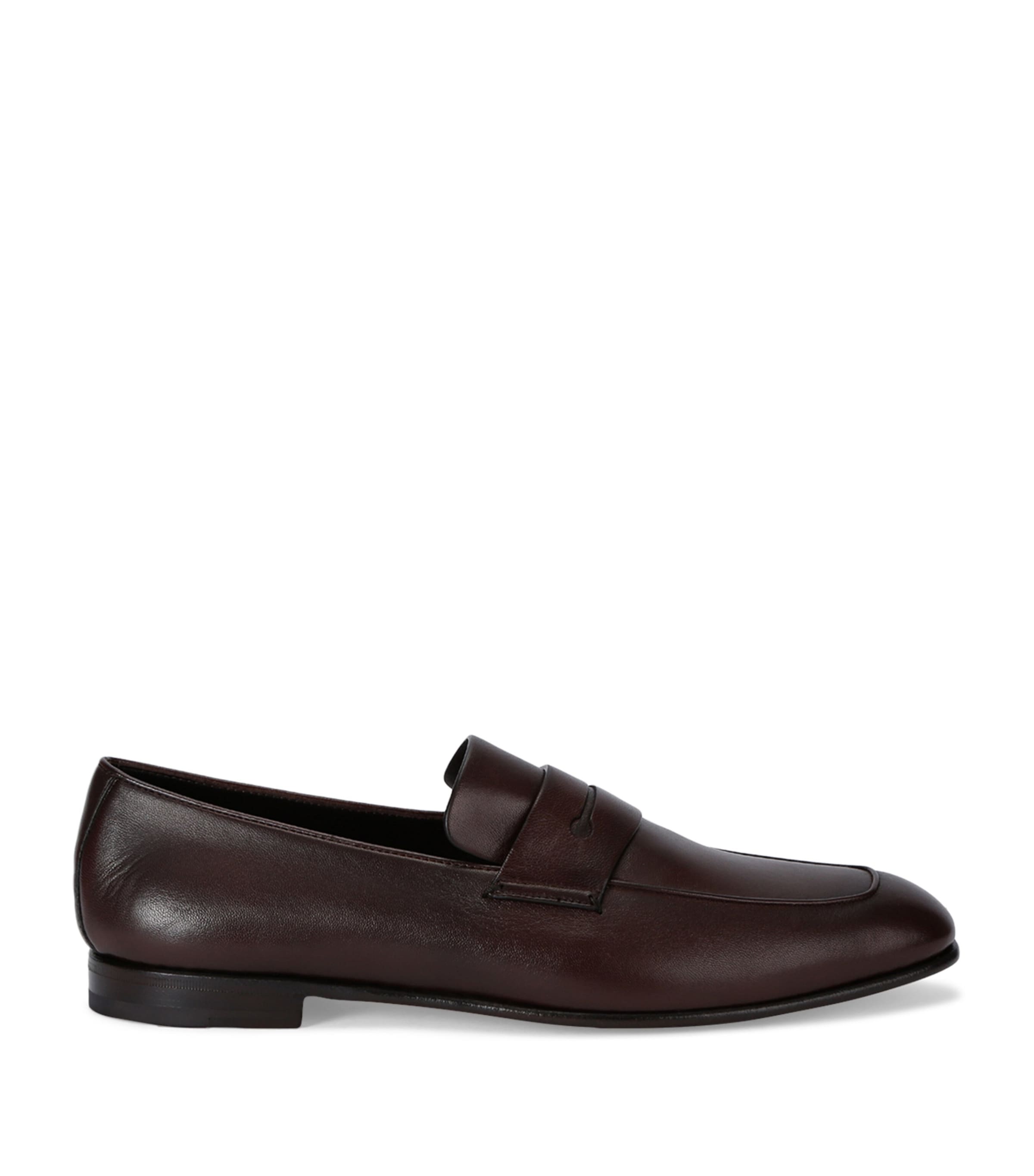 Zegna Leather L'asola Loafers In Black