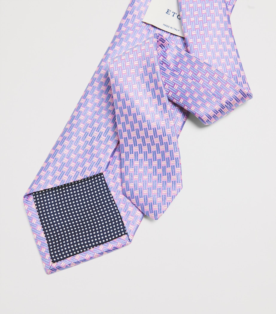 Eton Silk Geometric Tie Pink Image 3