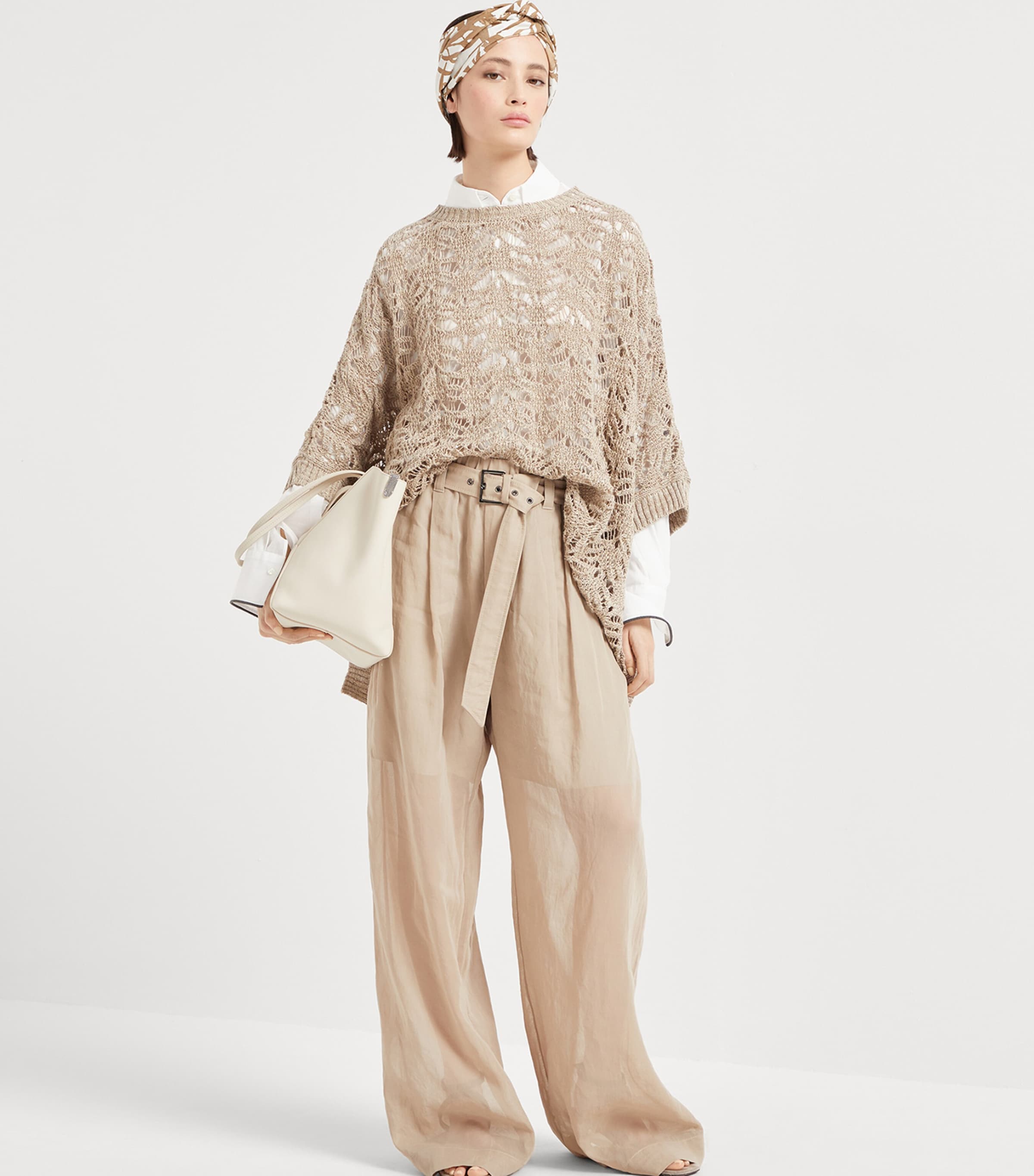 Brunello Cucinelli Linen-Blend Foliage Lace Poncho | Harrods US