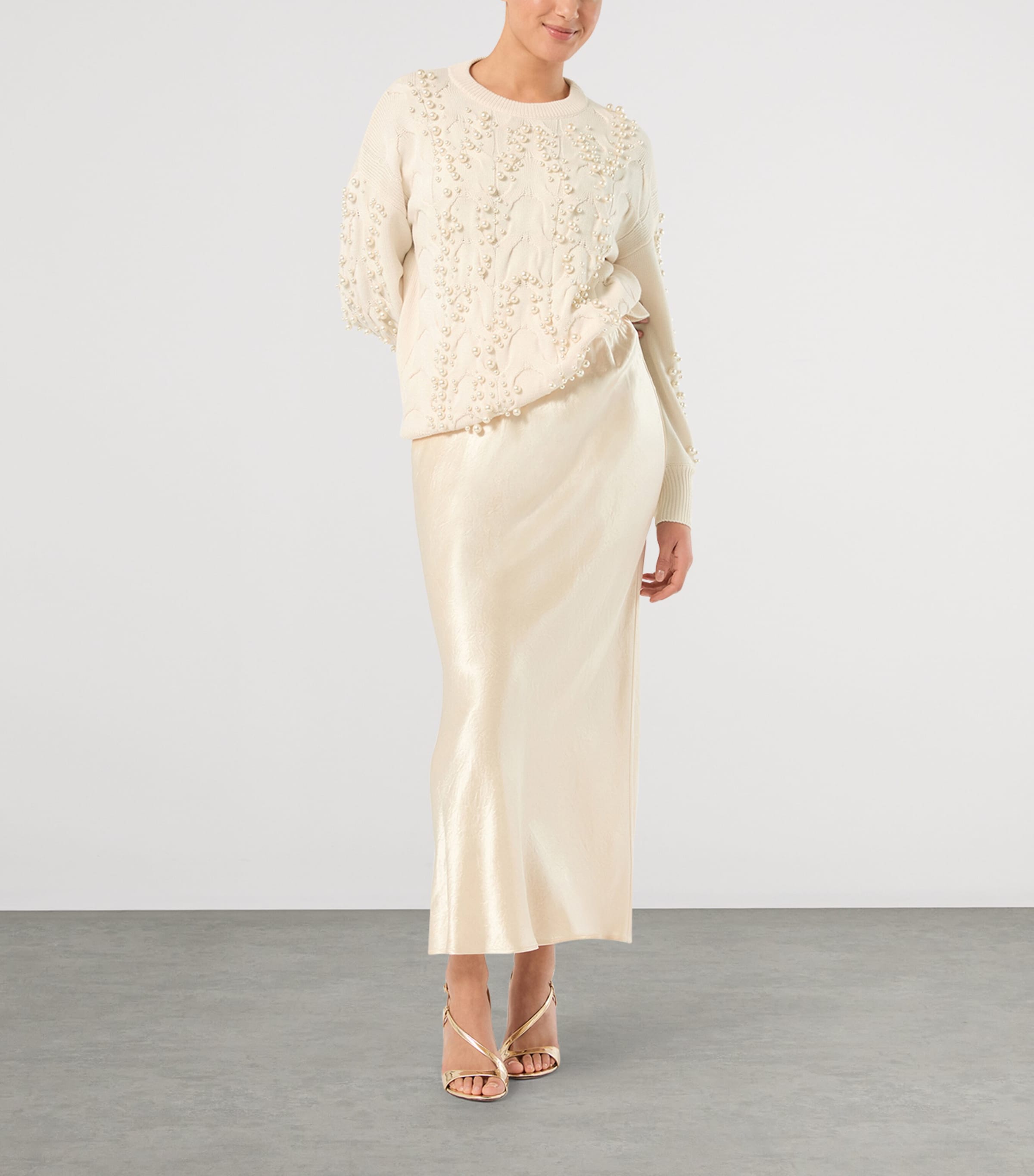 Marina Rinaldi Womens Midi Skirt Pearly White Image 2