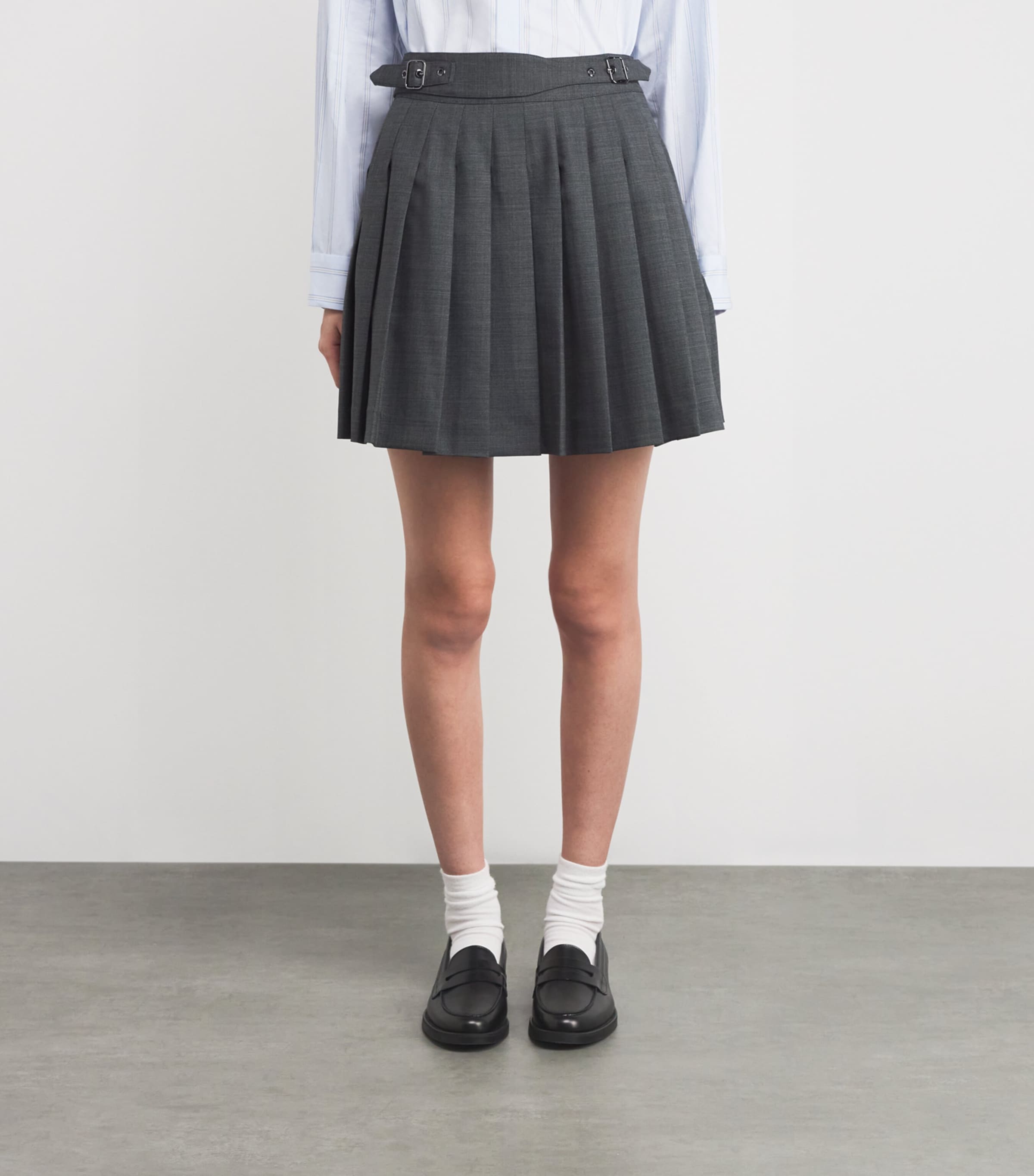 Wool-Blend Pleated Mini Skirt ANTHRACITE Image 3