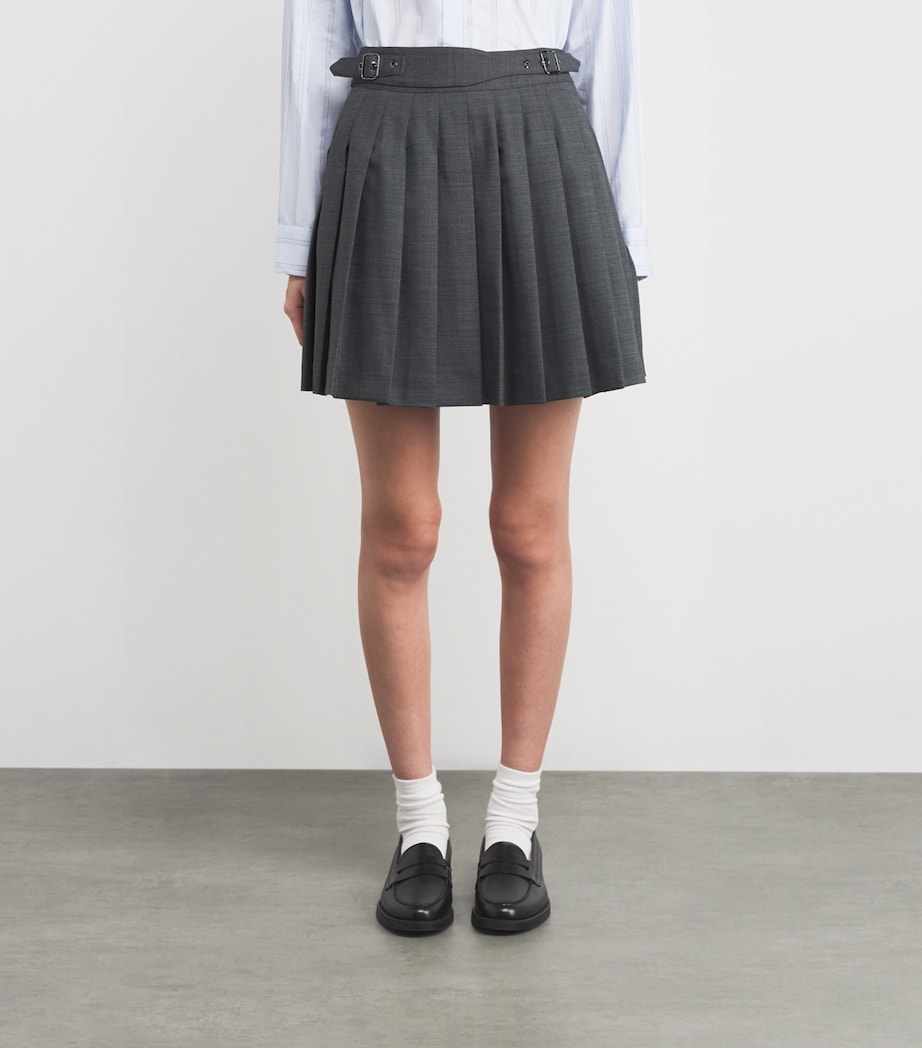 Wool-Blend Pleated Mini Skirt ANTHRACITE Image 3