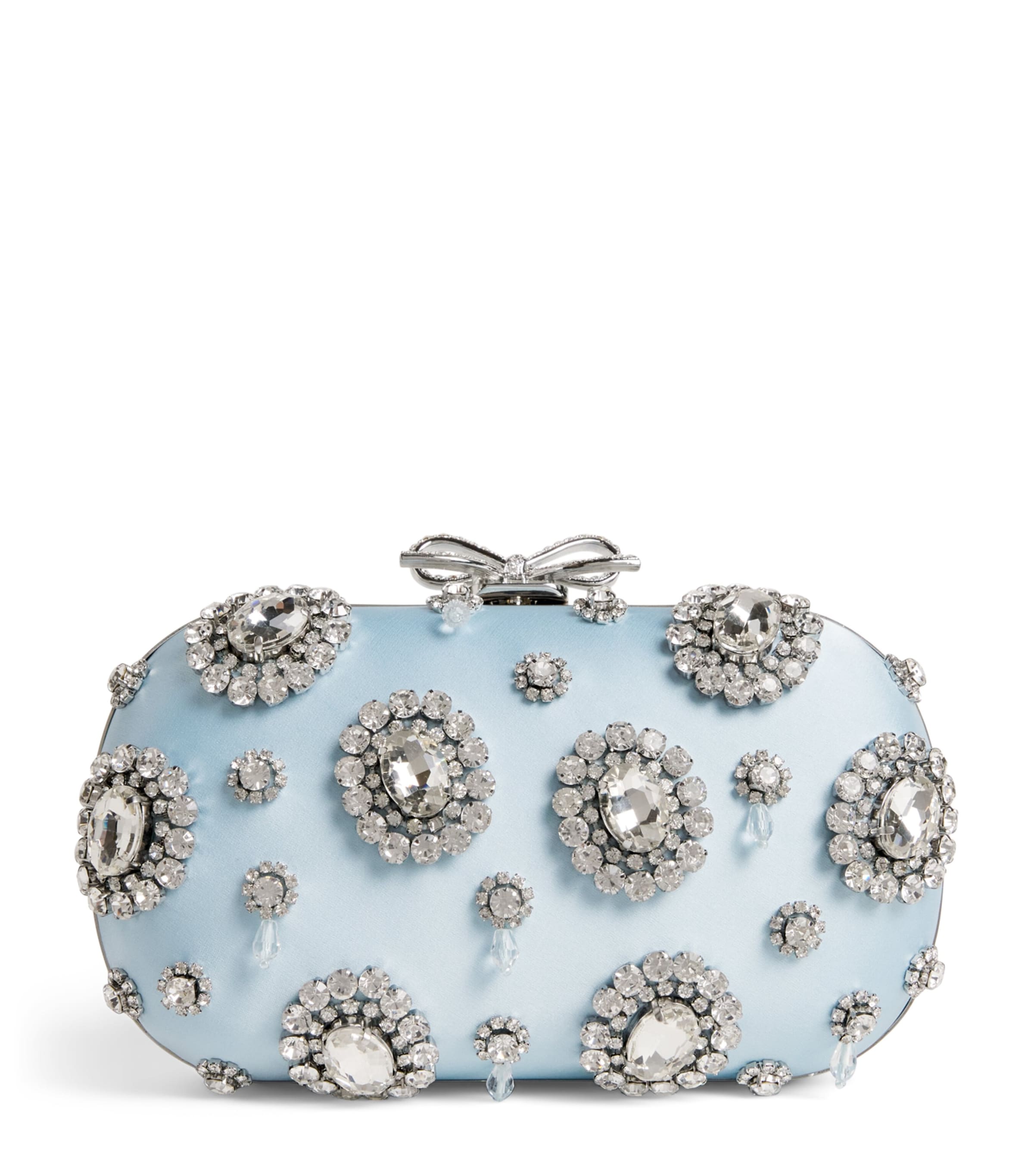 Self-Portrait Satin Crystal Clutch Bag Blue Image 1