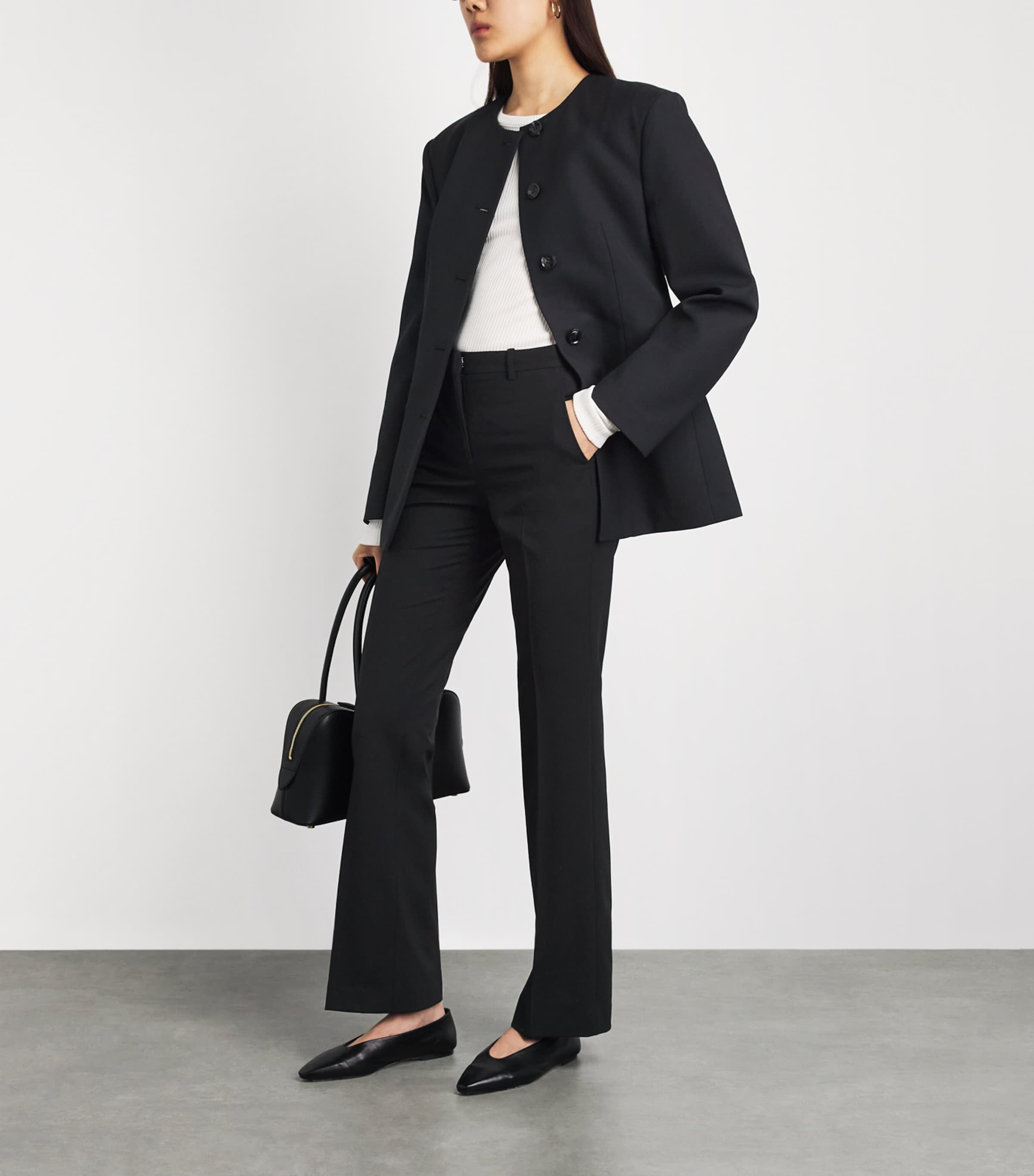 Theory Womens Wool Flared Trousers Black Image 2