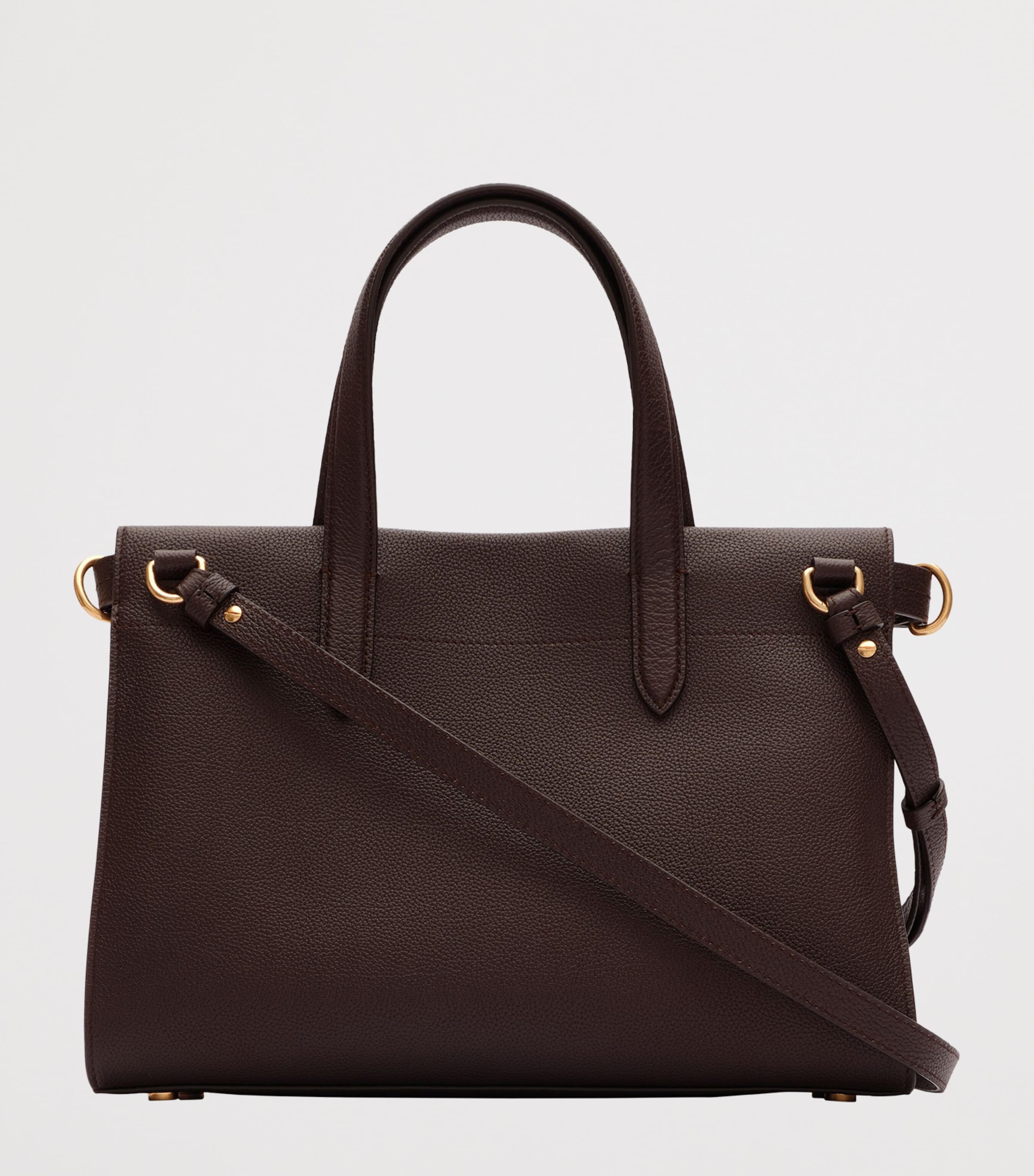 Burberry Small Leather Cotswolds Check Tote Bag Chocolate Brown Image 5