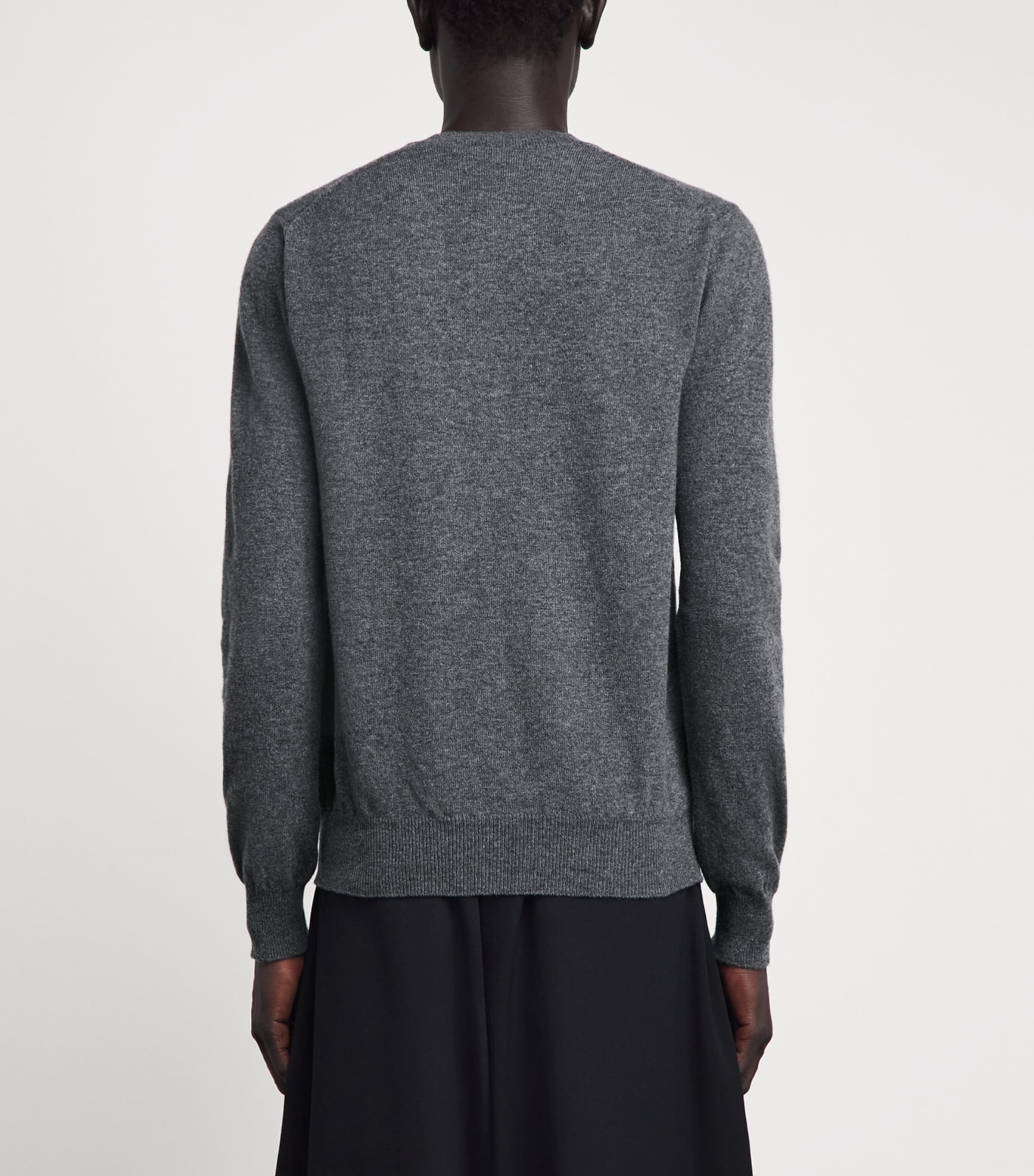 Comme Des Garçons Play Mens Wool Rhinestone Heart Cardigan Grey Image 5