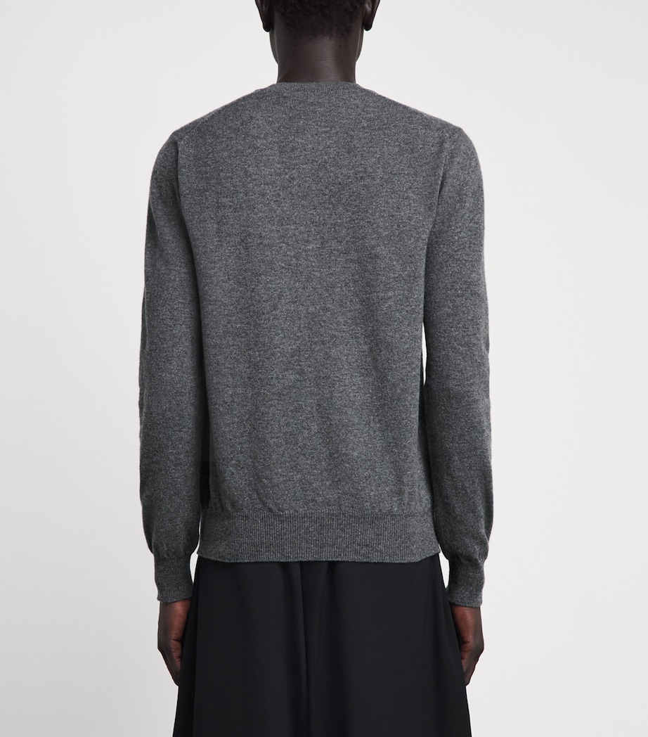 Comme Des Garçons Play Mens Wool Rhinestone Heart Cardigan Grey Image 5