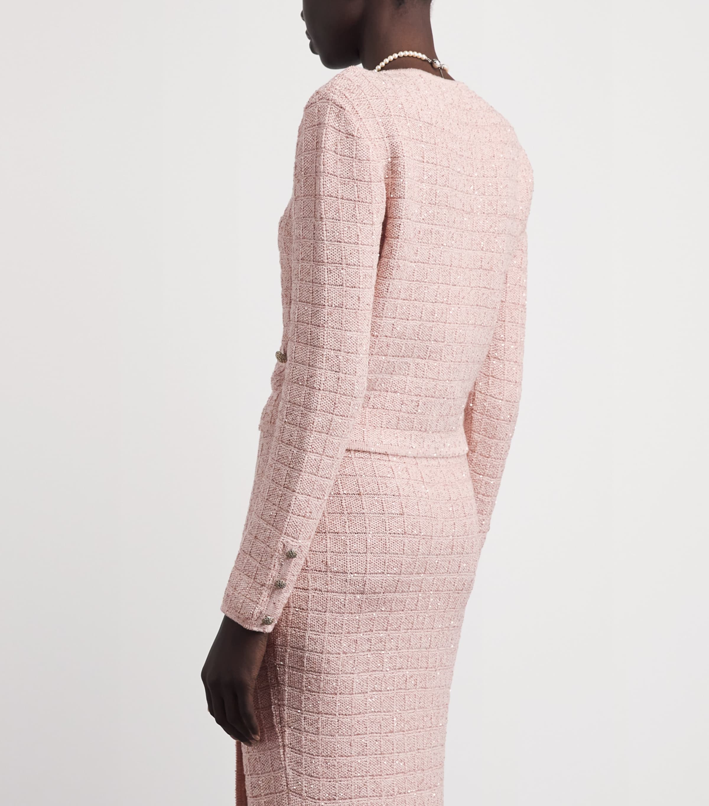 Alessandra Rich Womens Sequin-Embellished Cardigan Pink Image 5