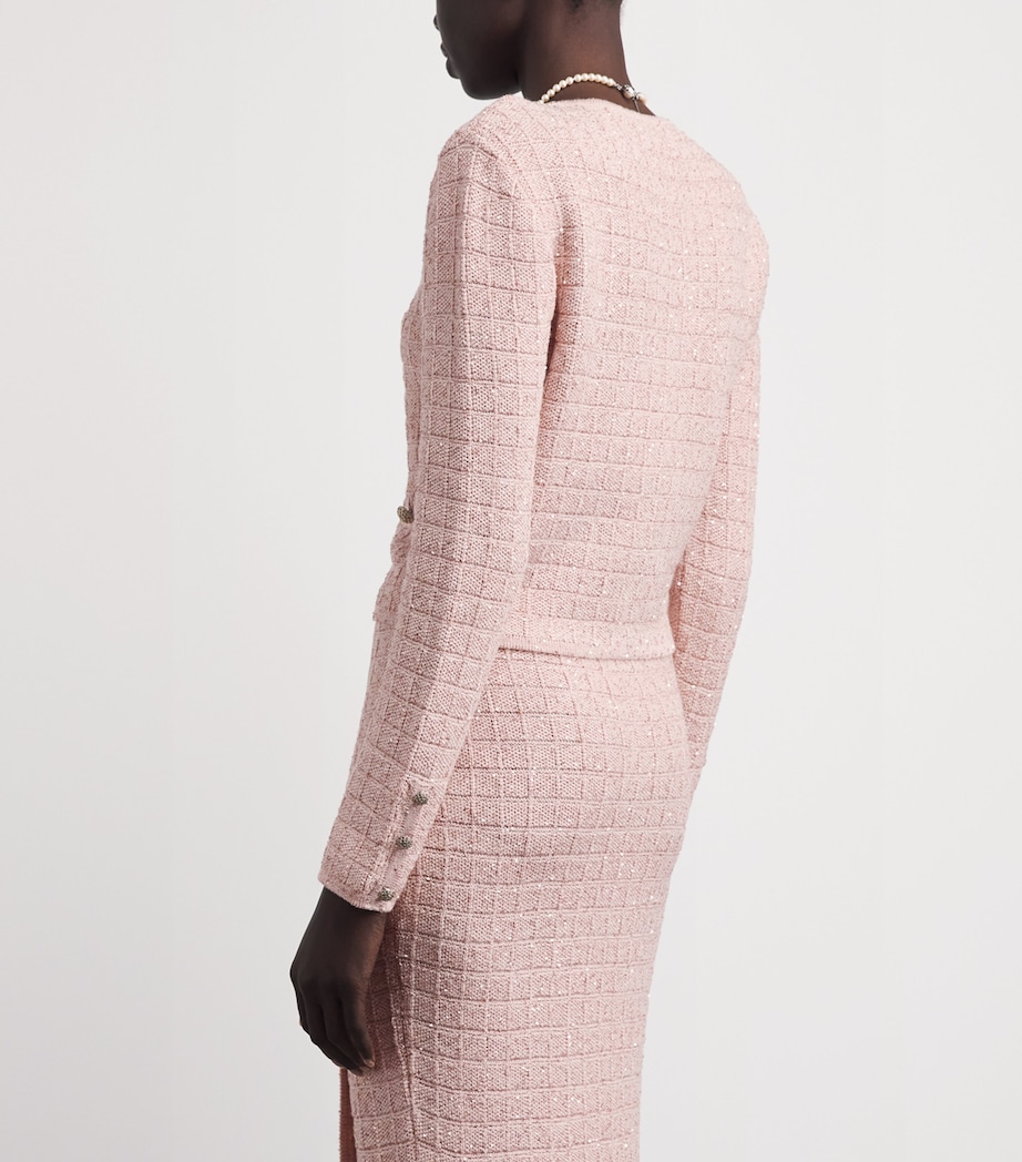 Alessandra Rich Womens Sequin-Embellished Cardigan Pink Image 5