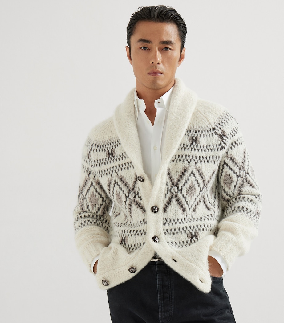 Alpaca-Wool-Cashmere Jacquard Cardigan CLO13 Image 3