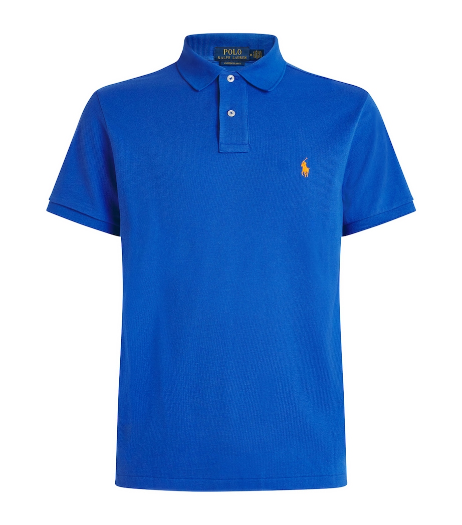 Polo Ralph Lauren Mens Cotton Mesh Custom-Fit Polo Shirt New Iris Blue Image 1