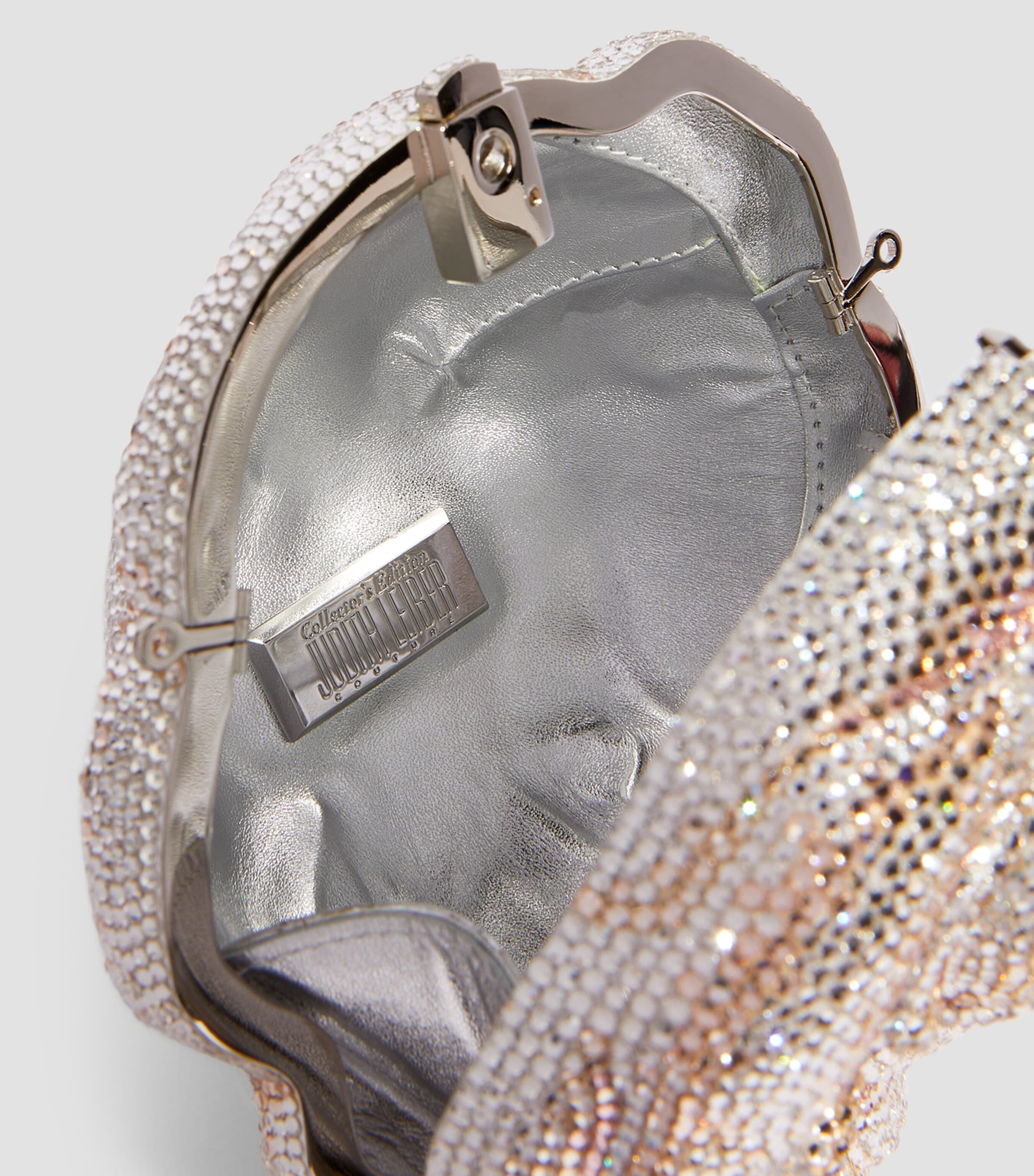 Judith Leiber Crystal-Embellished Rose Clutch Bag Sbhmt Silver Blush Image 3