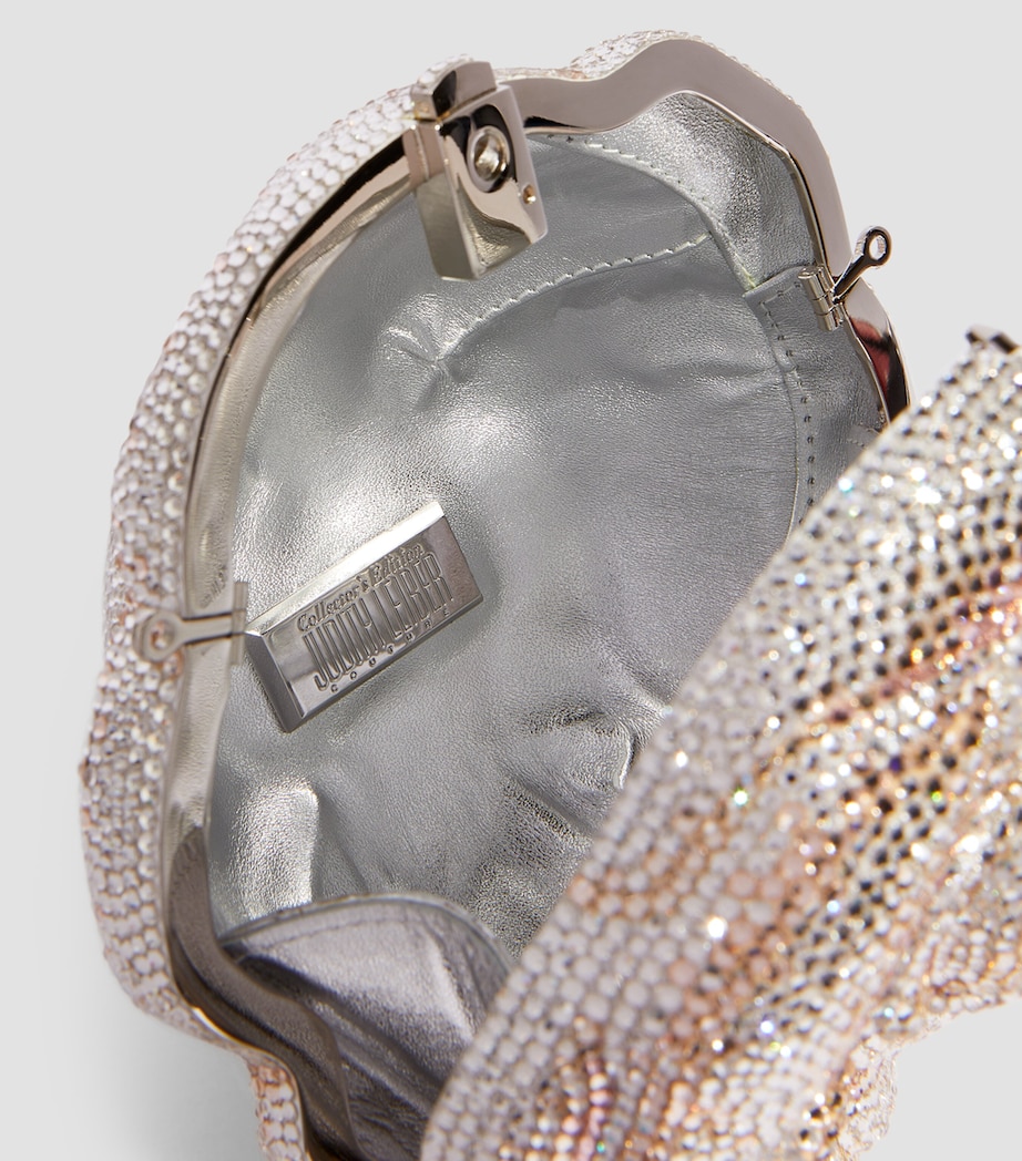 Judith Leiber Crystal-Embellished Rose Clutch Bag Sbhmt Silver Blush Image 3