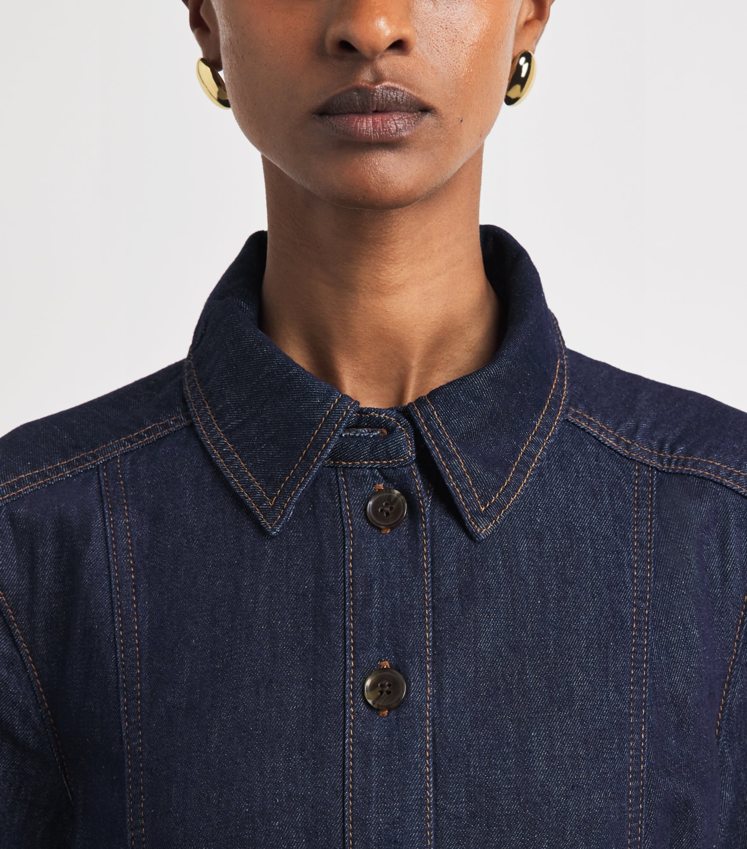 ME+EM Womens AM-PM Denim Jumpsuit Rinse Wash Image 5