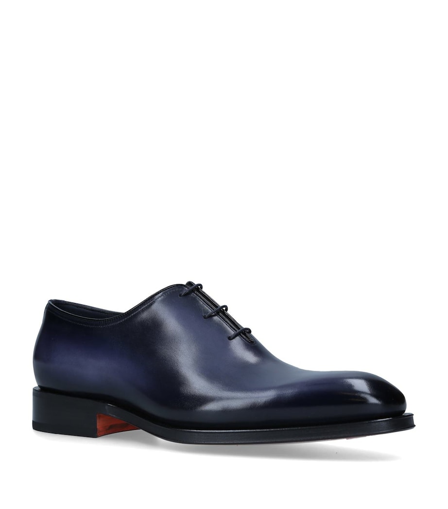 Santoni Leather Patina Wholecut Oxford Shoes Navy Image 1
