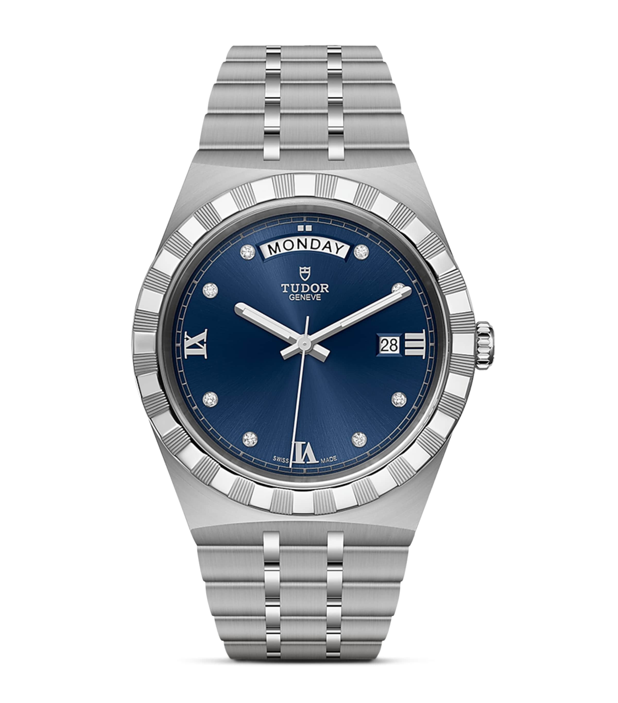 Tudor Royal Day + Date Stainless Steel And Diamond Watch In Gold