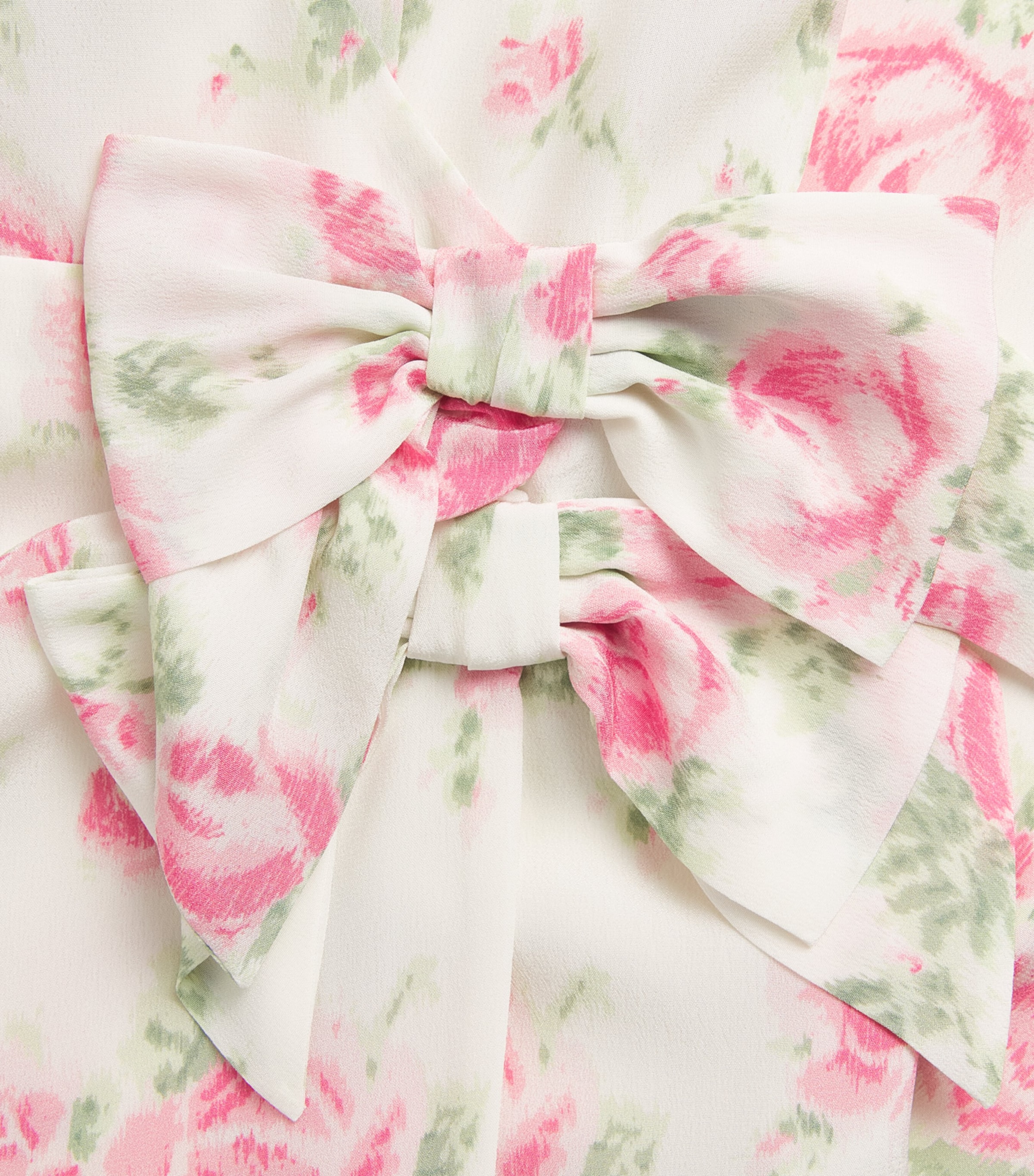 Alessandra Rich Womens Silk Floral Bow-Detail Midi Dress Pink White Image 6