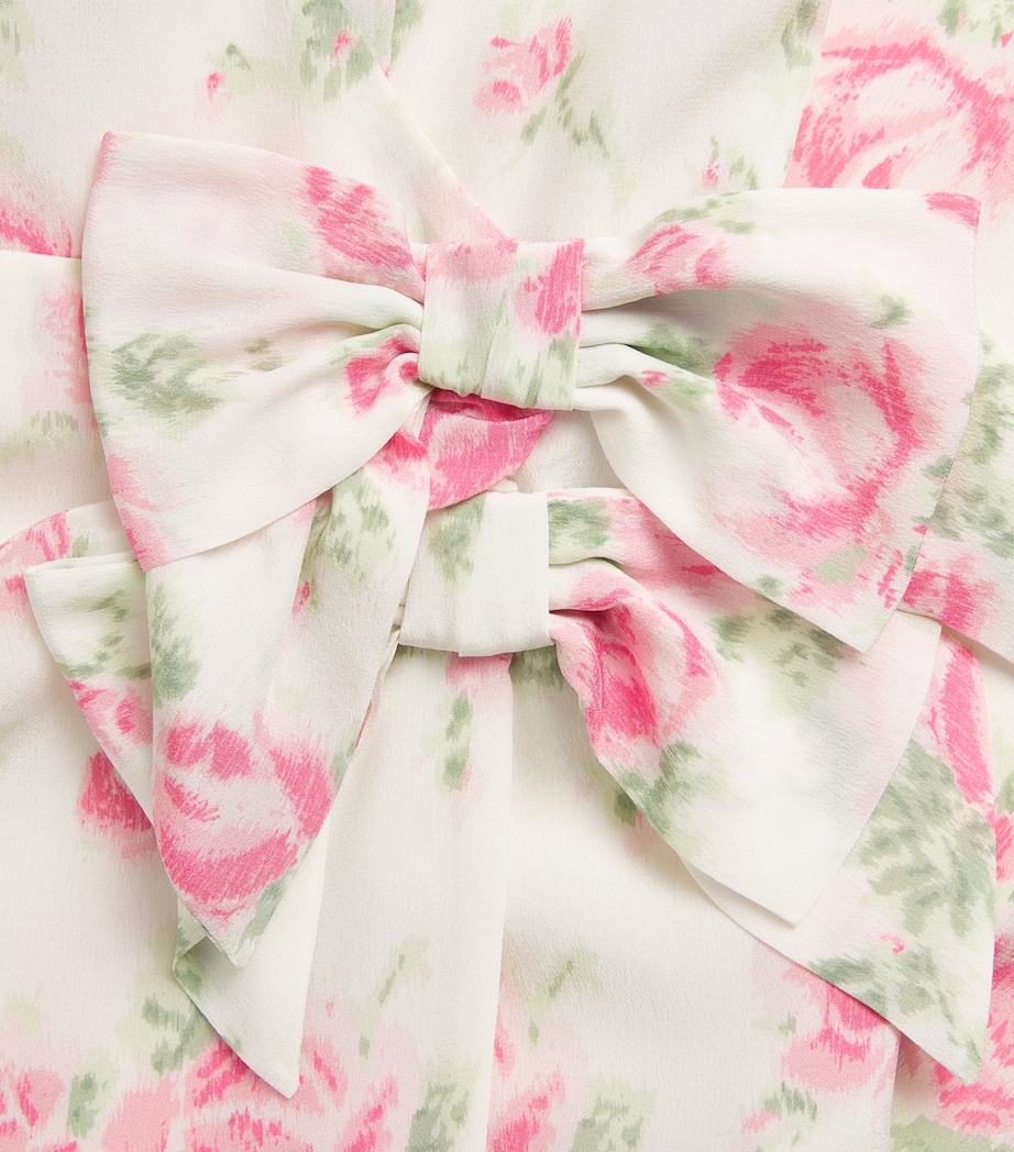 Alessandra Rich Womens Silk Floral Bow-Detail Midi Dress Pink White Image 6