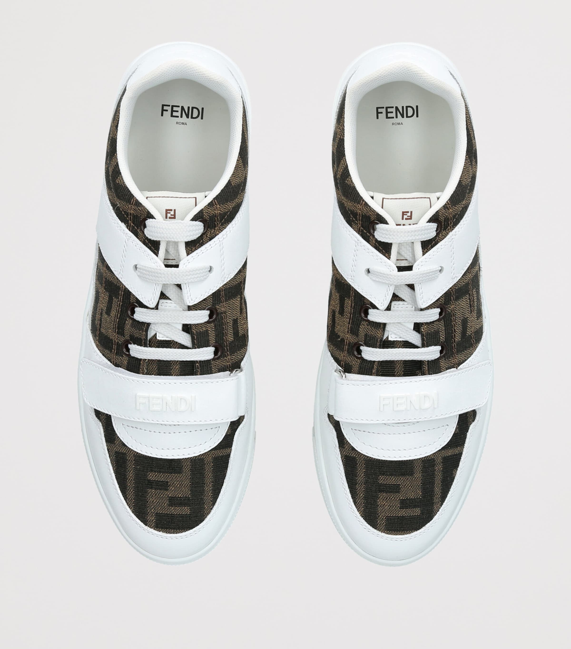 Fendi Kids Leather Logo Sneakers White/comb Image 3