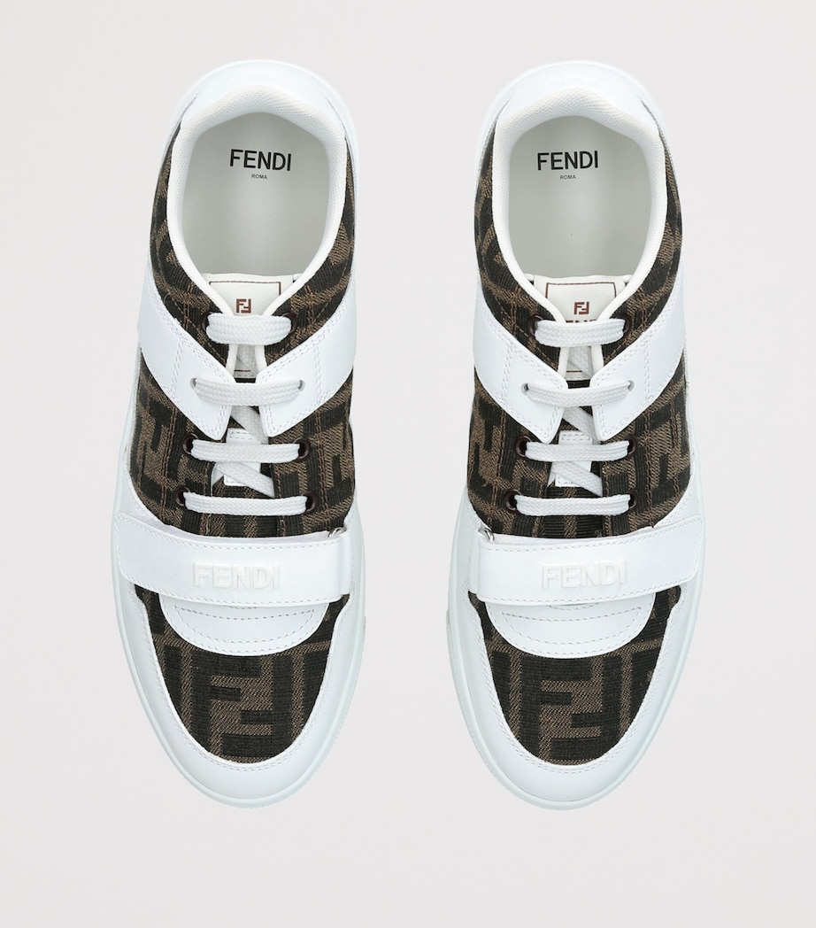 Fendi Kids Leather Logo Sneakers White/comb Image 3