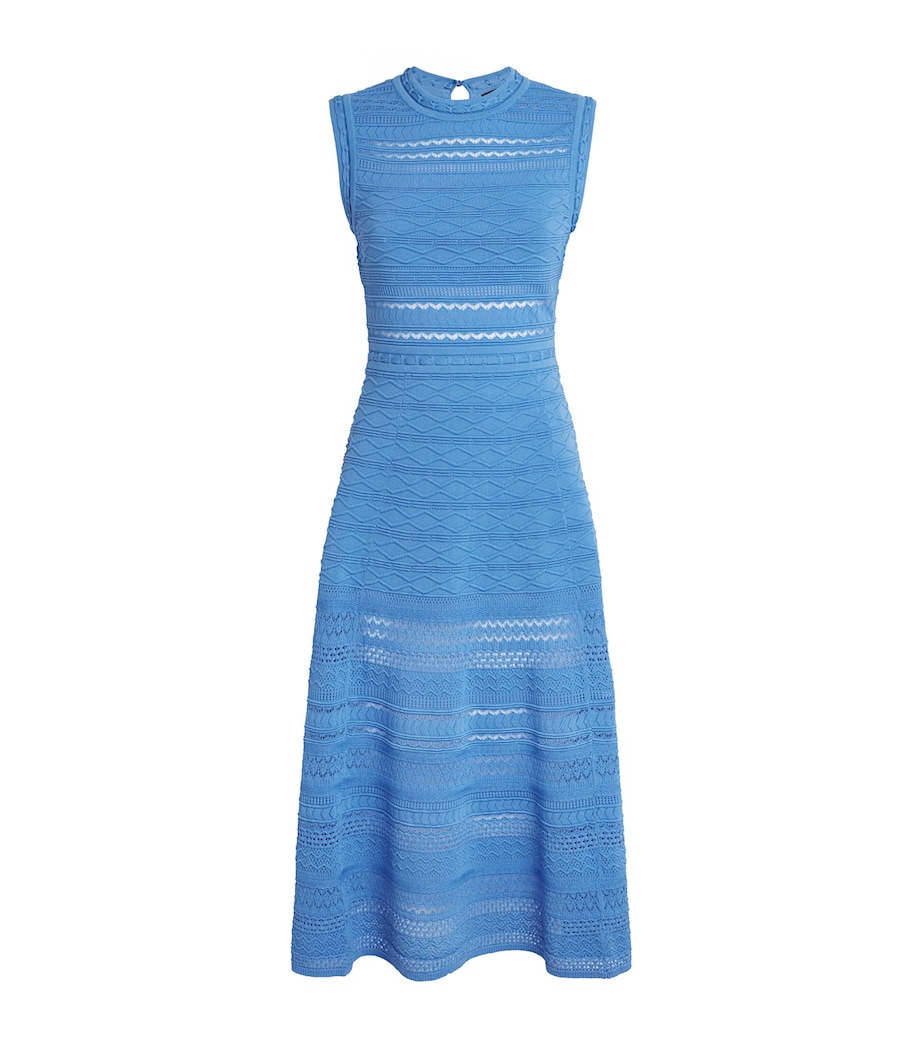 Maje Womens Pointelle-Knit Midi Dress Blue Image 1
