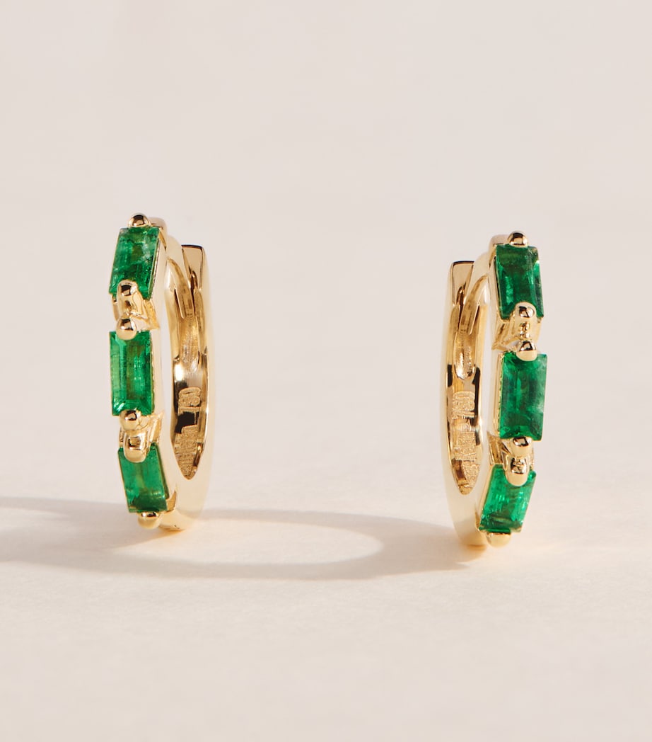 Suzanne Kalan Yellow Gold and Emerald Bold Triple Huggie Earrings Yg/emer Image 1