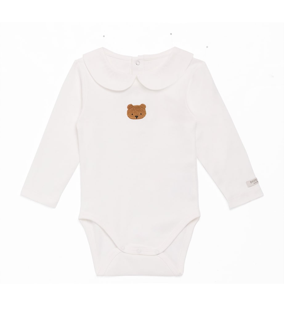 Donsje Cotton Davo Bear Bodysuit (0-18 Months) White Image 1