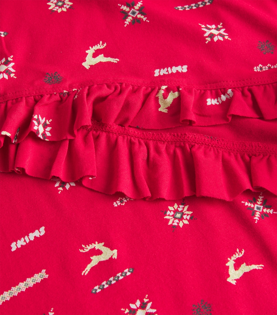 Modal-Blend Festive Print Pyjama Top CRNBRRY VNTG DR PRNT Image 5