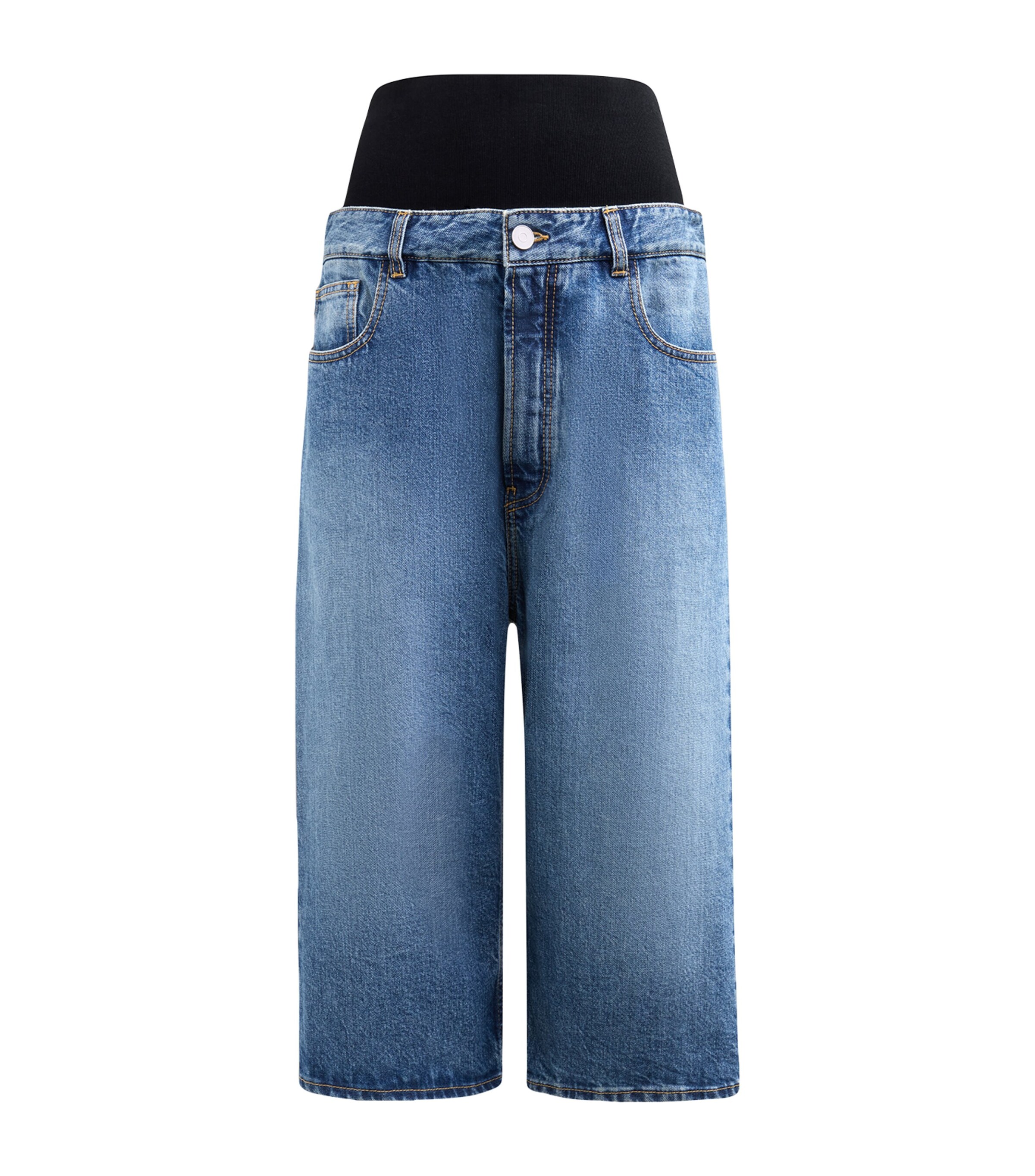 Alaïa Denim Knitted-Band Bermuda Shorts | Women Clothing | Shorts | Designers | Alaïa