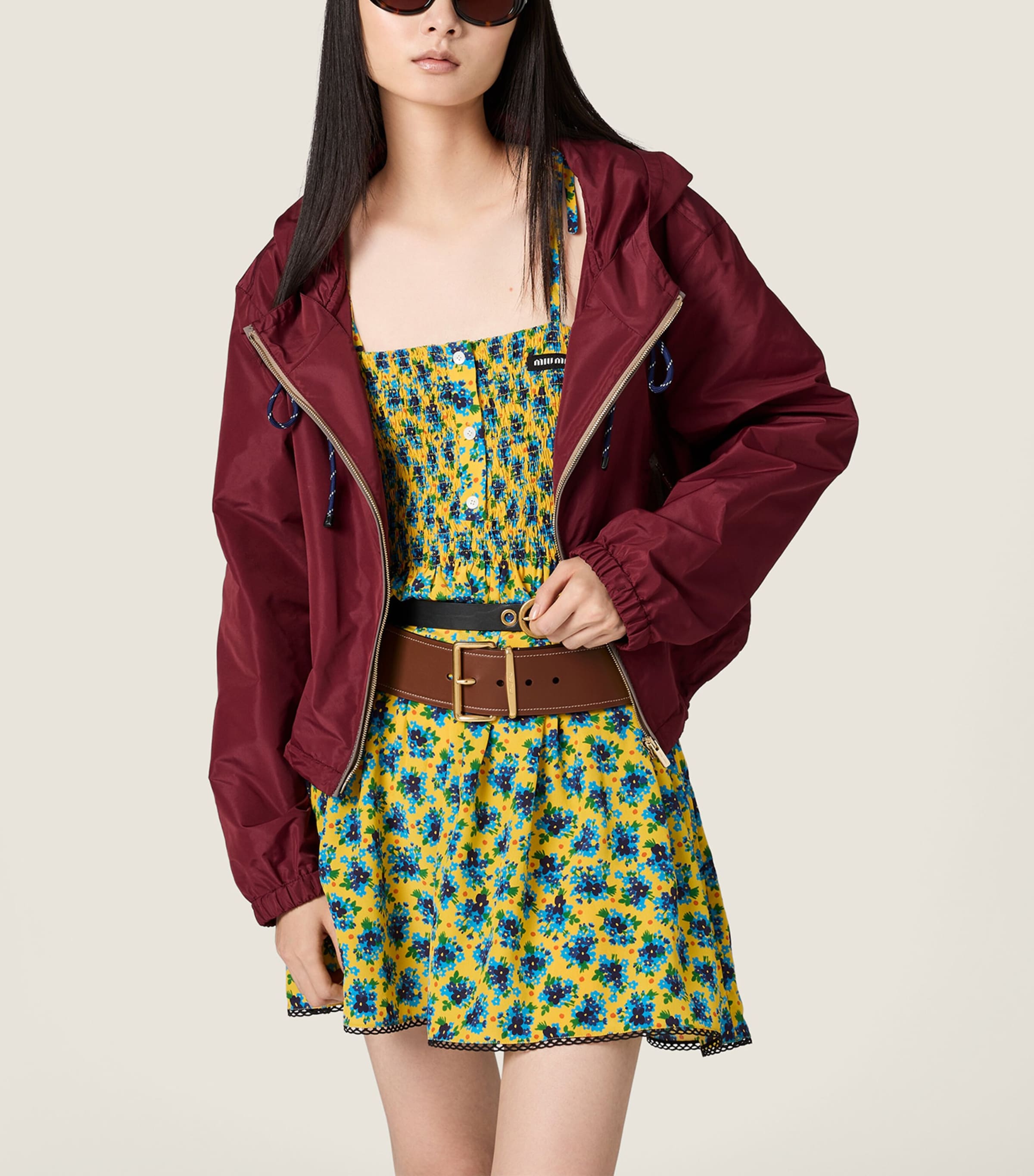 Miu Miu Womens Silk Crepe de Chine Mini Dress Yellow Image 2