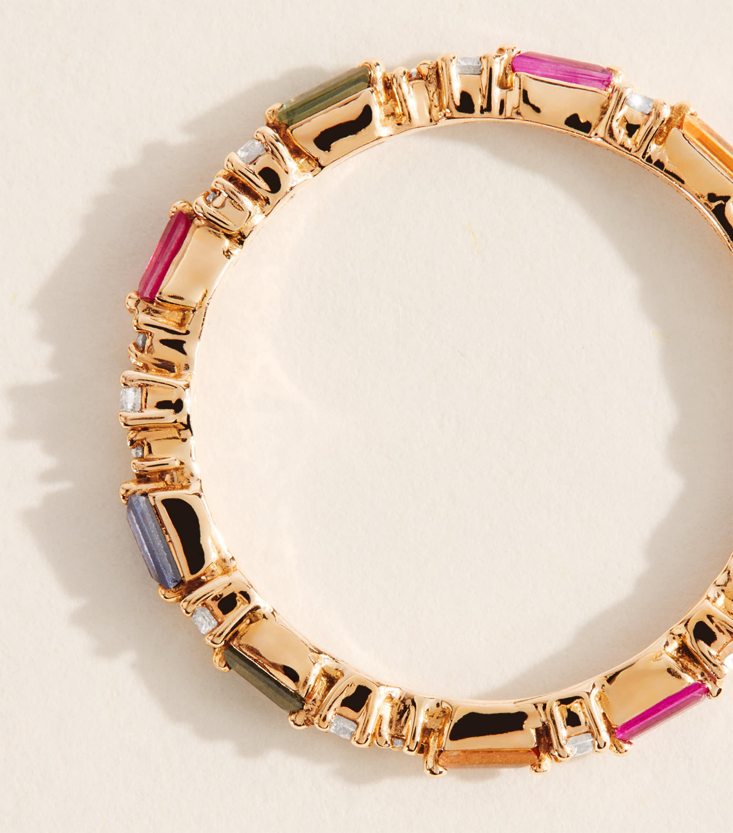 Suzanne Kalan Rose Gold, Diamond and Rainbow Sapphire Thin Mix Eternity Ring Rg/rs Image 3